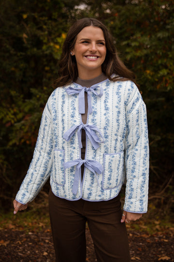 Sweet Spirit Quilted Jacket-Blue