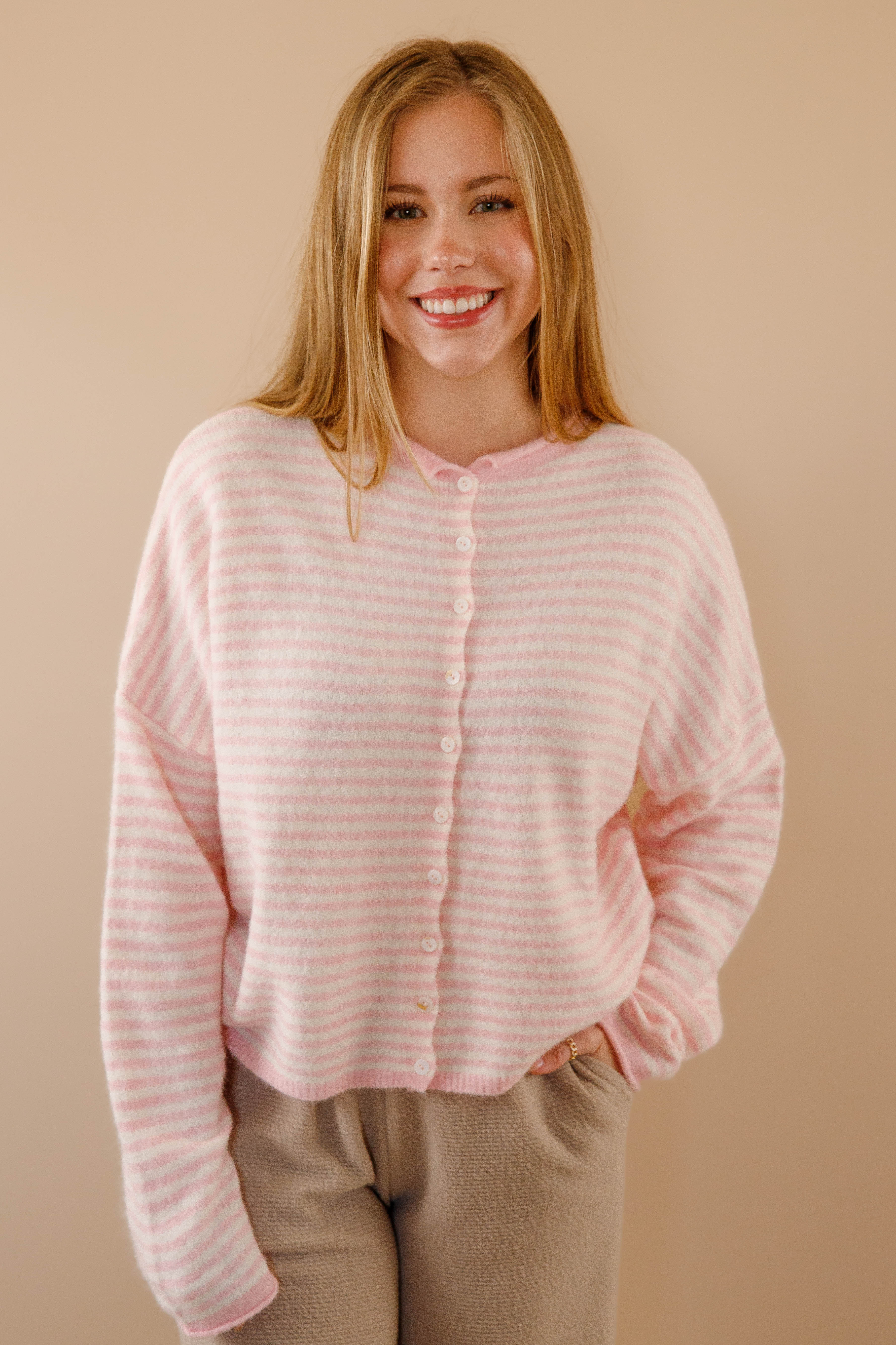 Take One More Look Cardigan-Blush