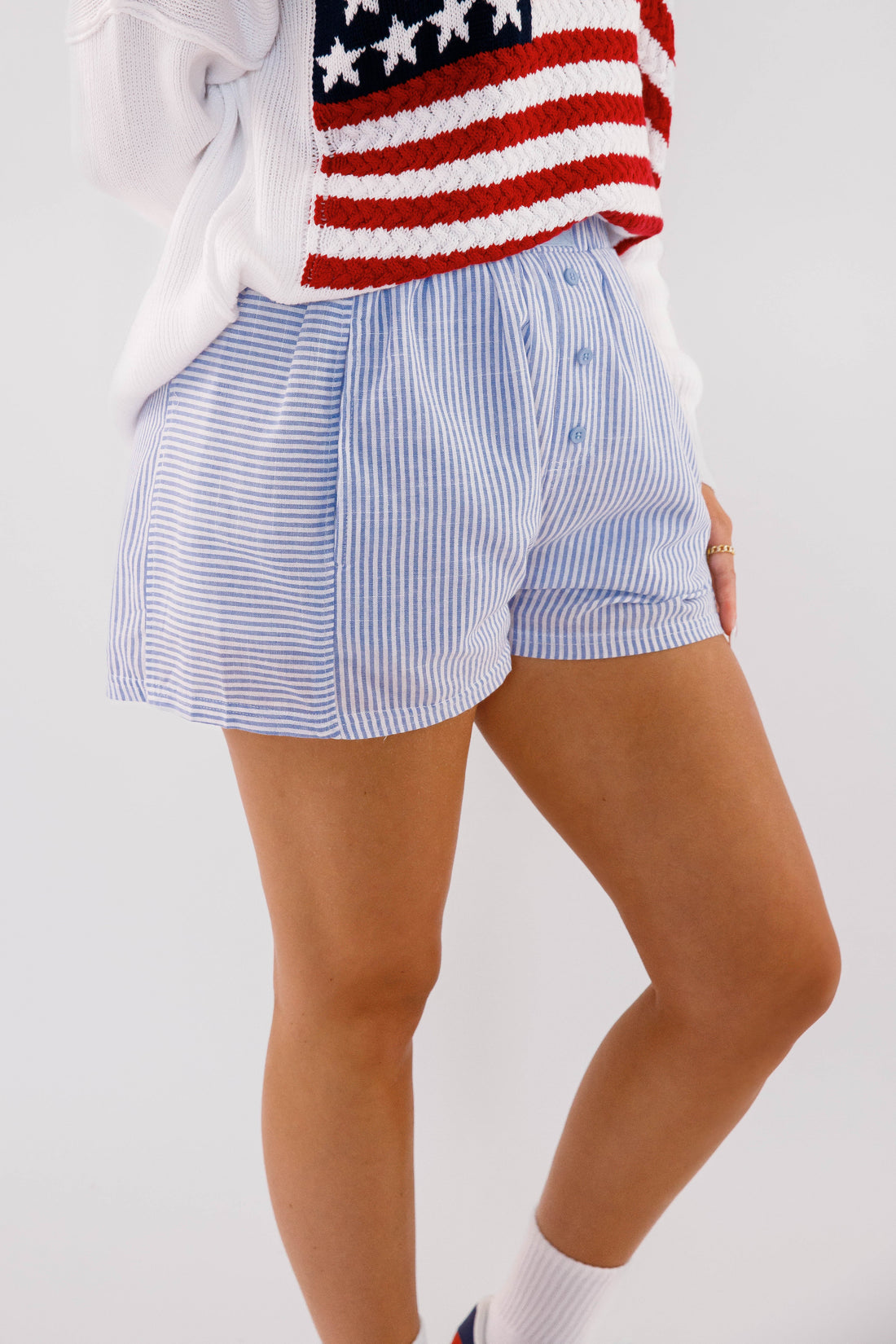 Very Fitting Shorts-Blue Stripe