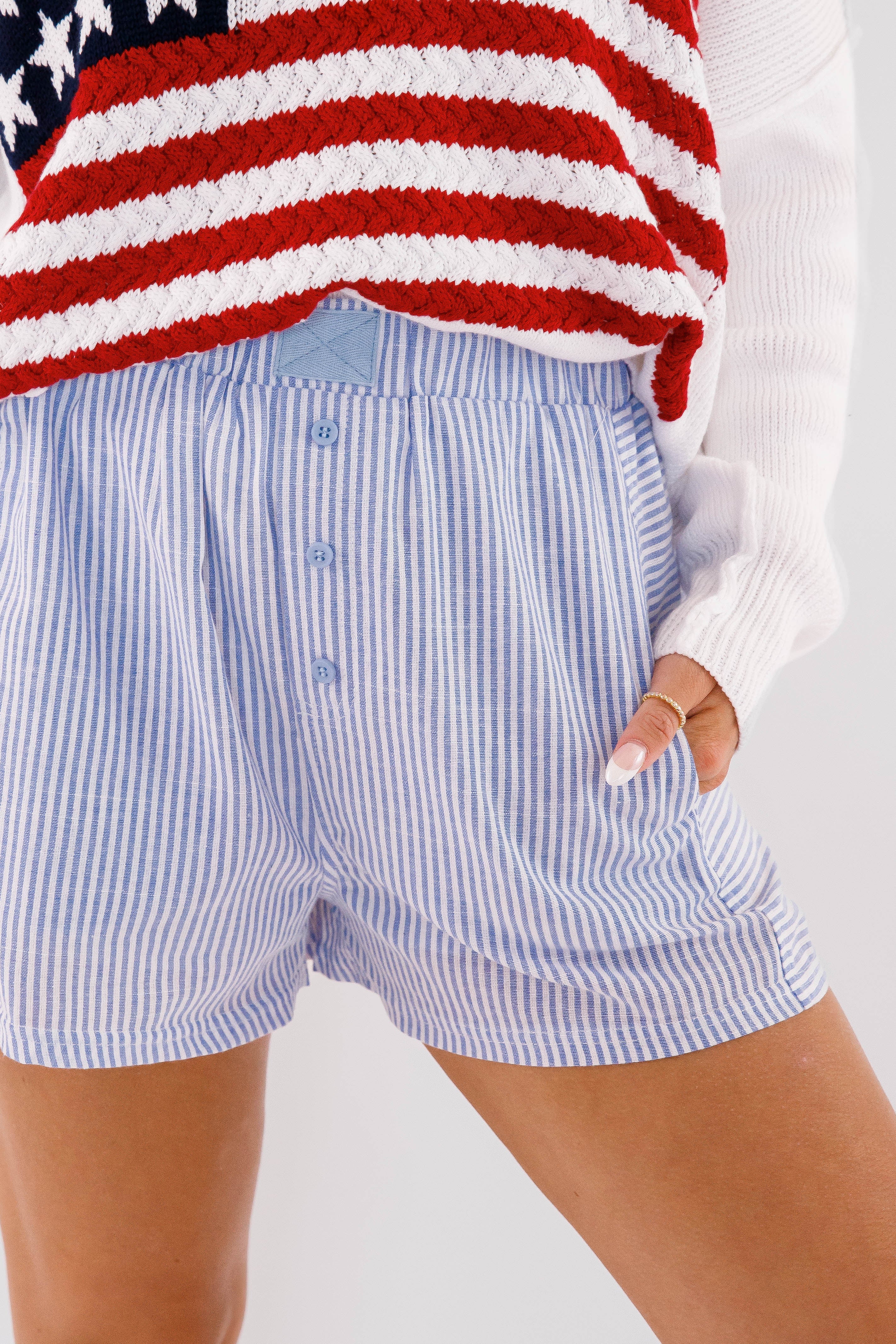 Very Fitting Shorts-Blue Stripe