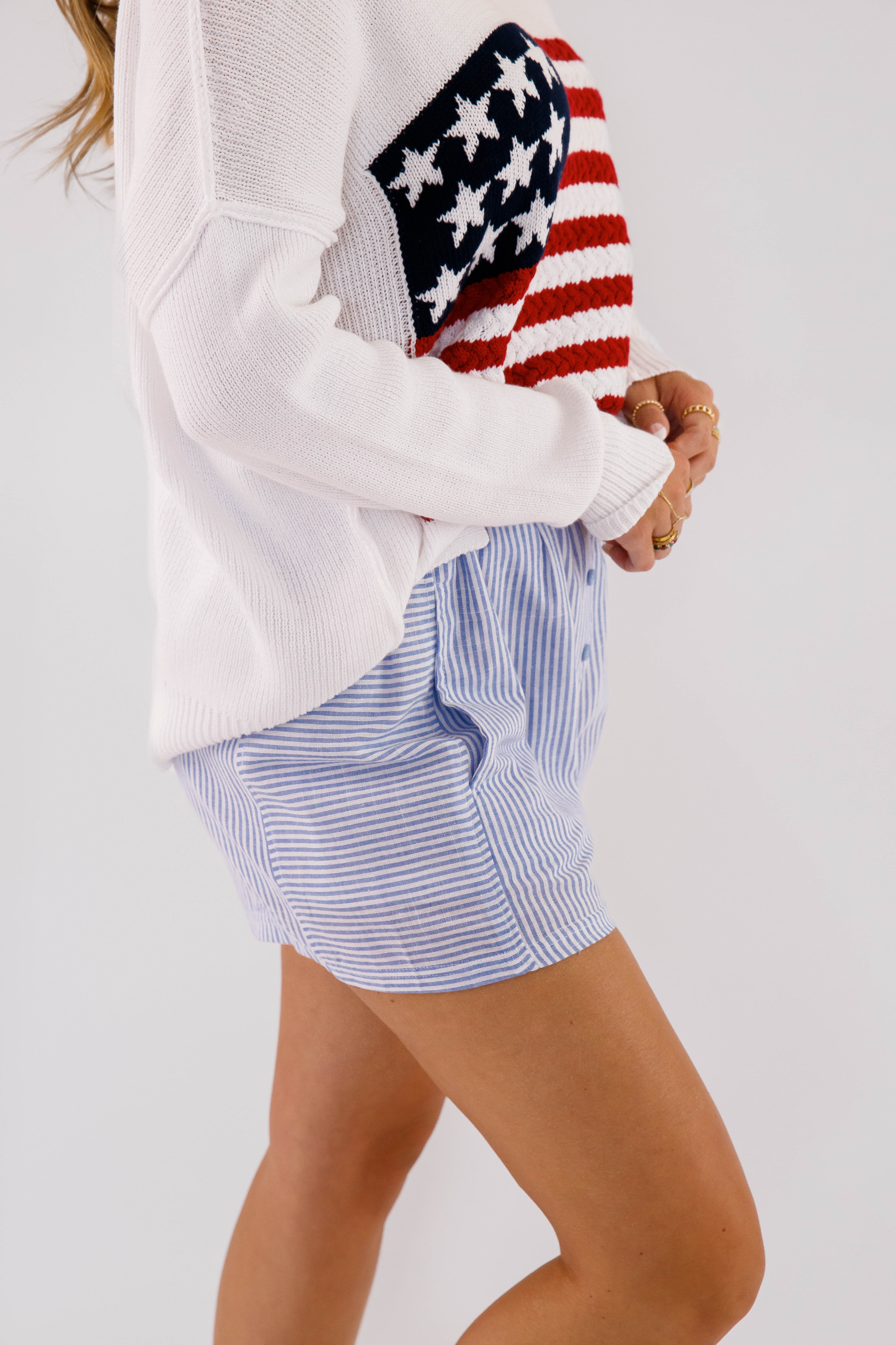 Very Fitting Shorts-Blue Stripe