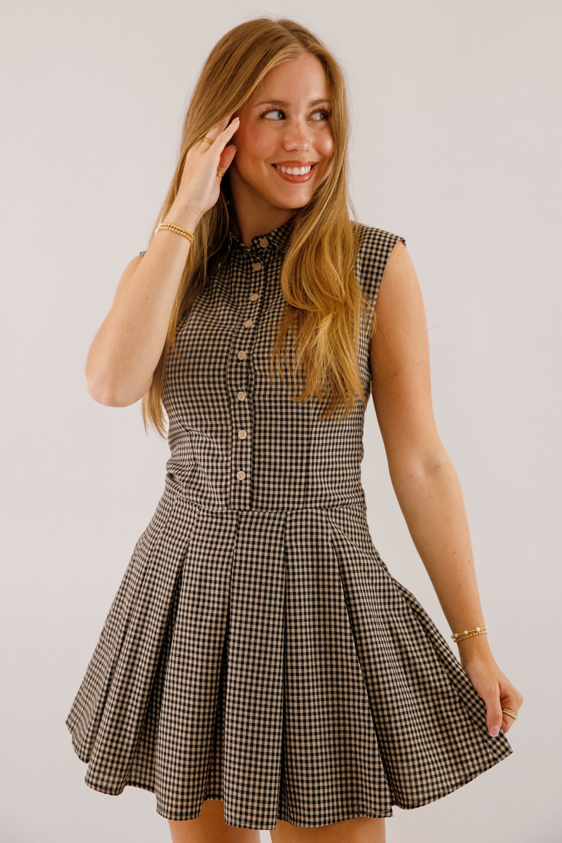 Not In My Nature Dress-Black Gingham