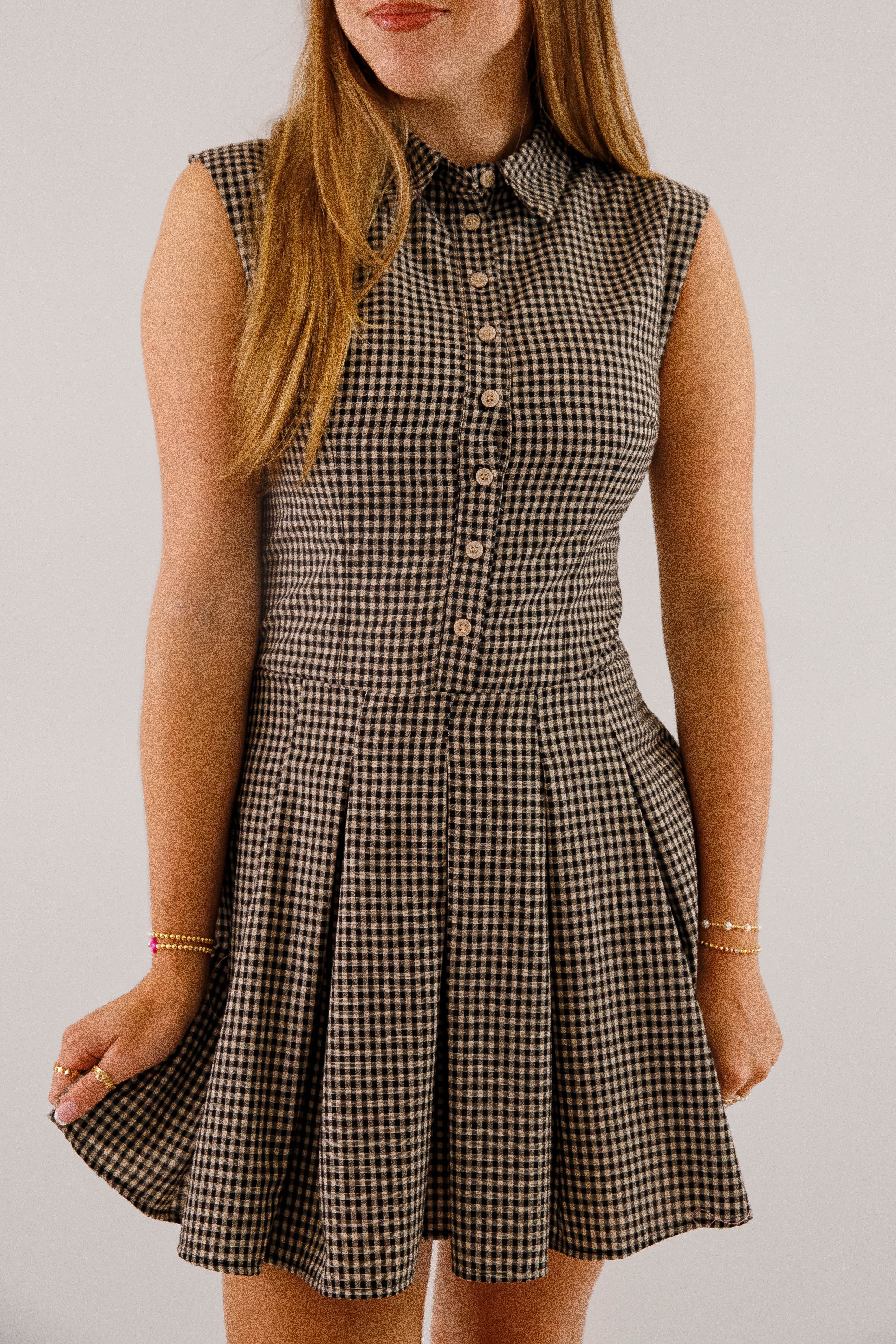 Not In My Nature Dress-Black Gingham