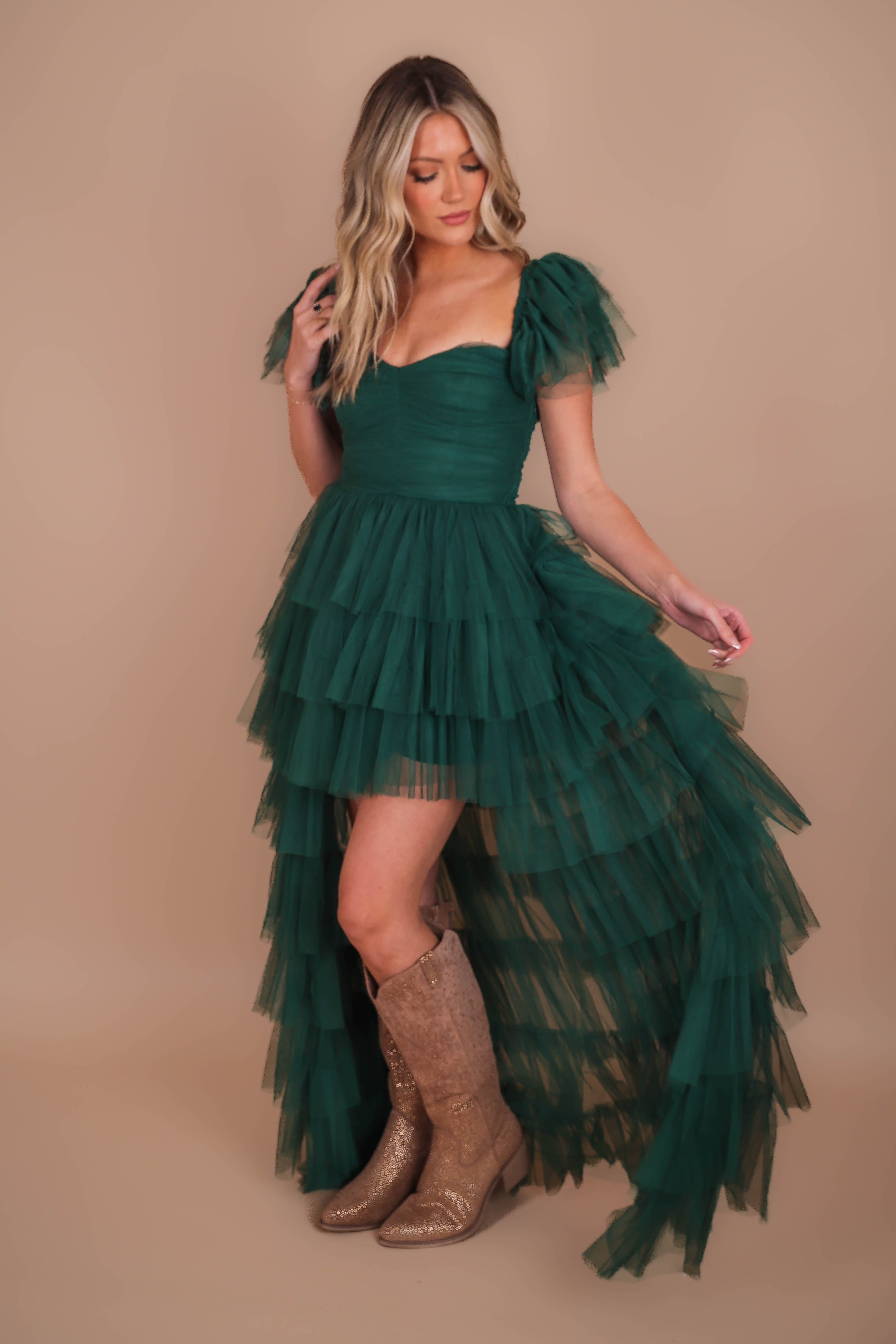 RESTOCK: On Cloud 9 Tulle Maxi Dress-Hunter Green