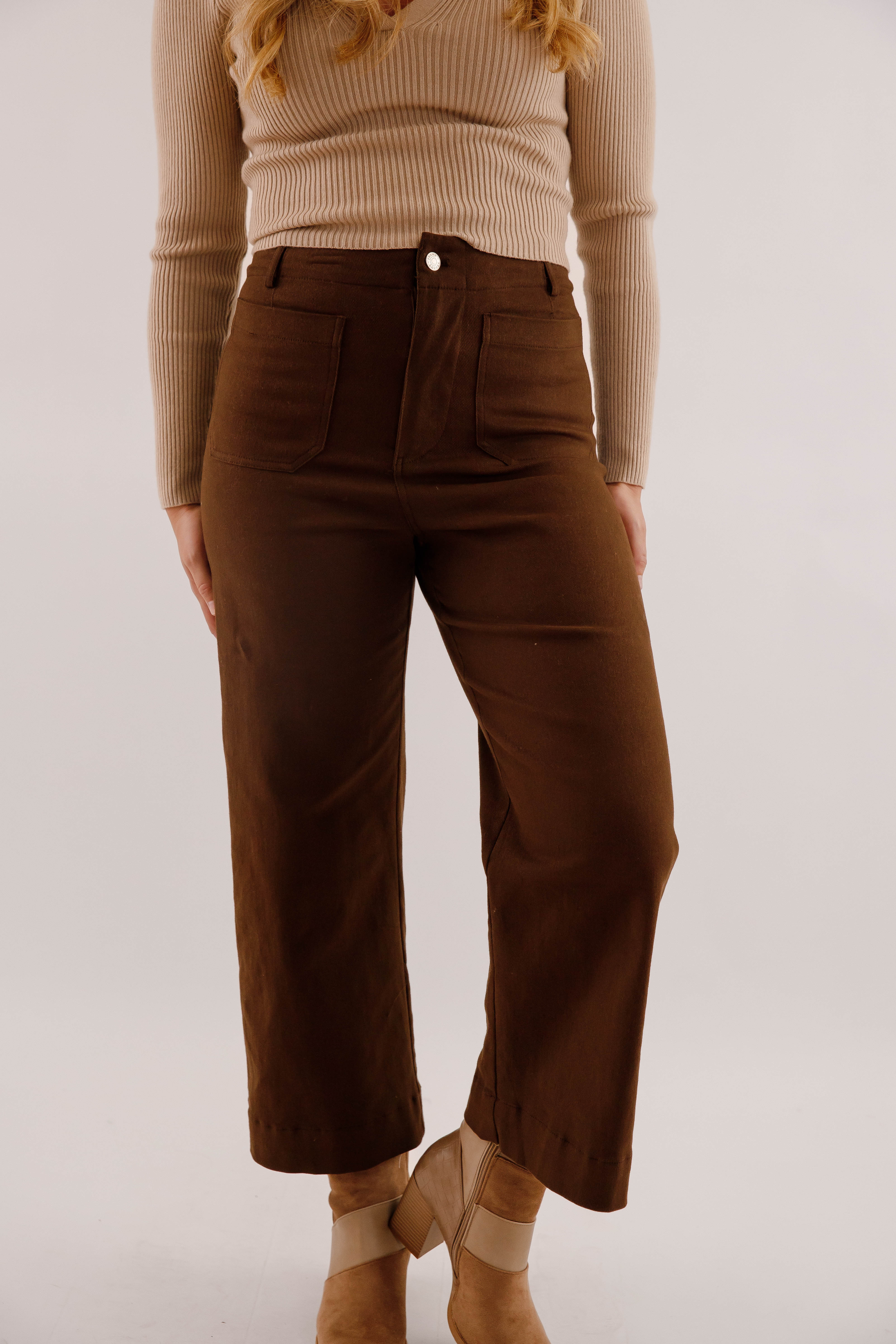 Taking A Pause Denim-Brown