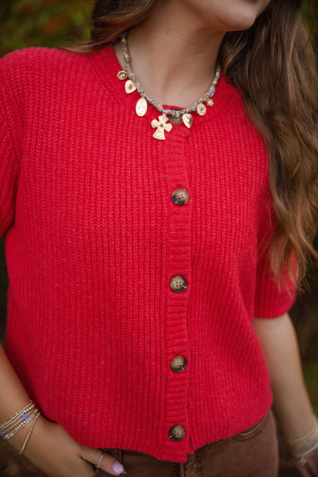 Right On Time Cardigan-Red