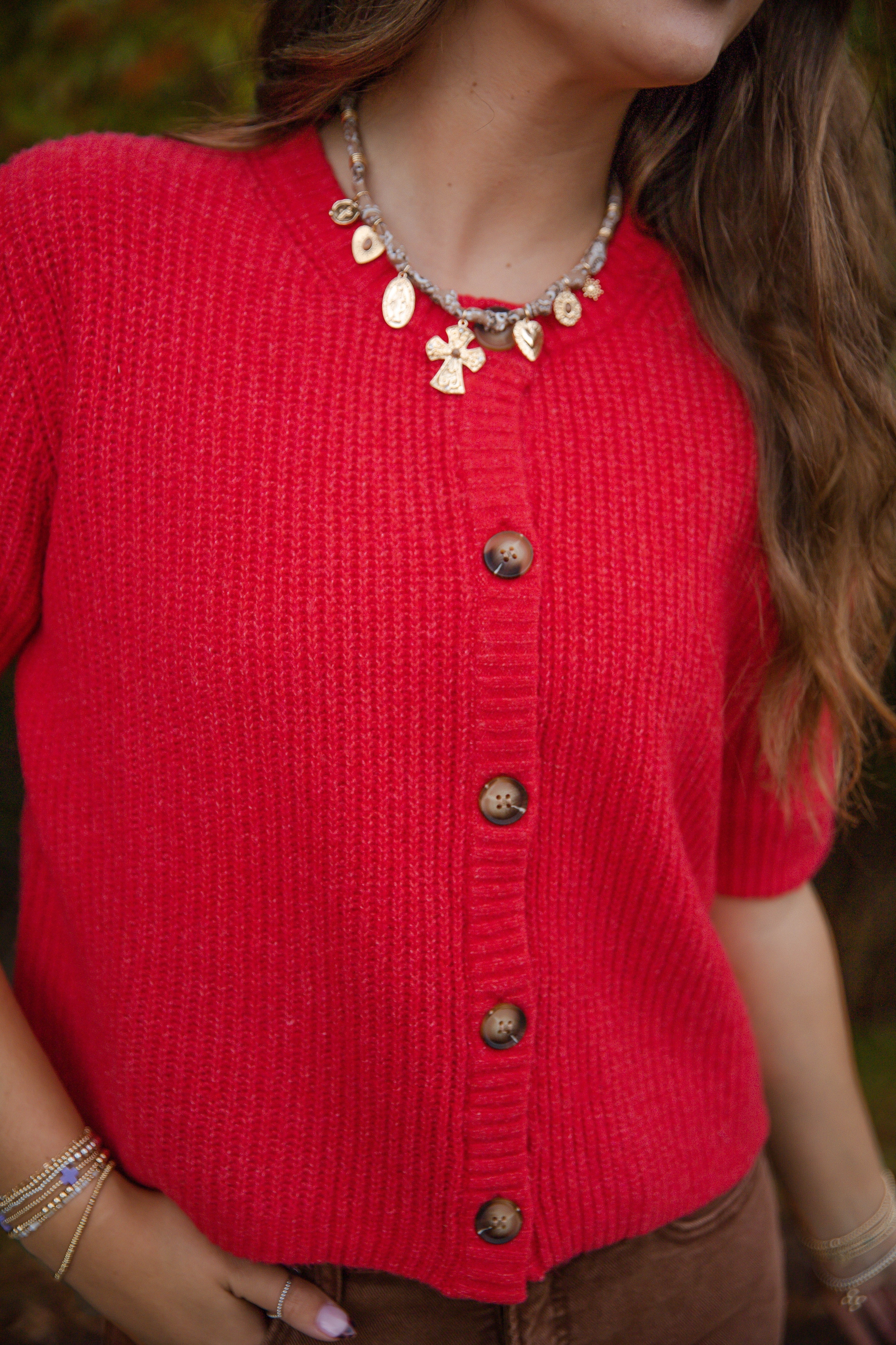 Right On Time Cardigan-Red