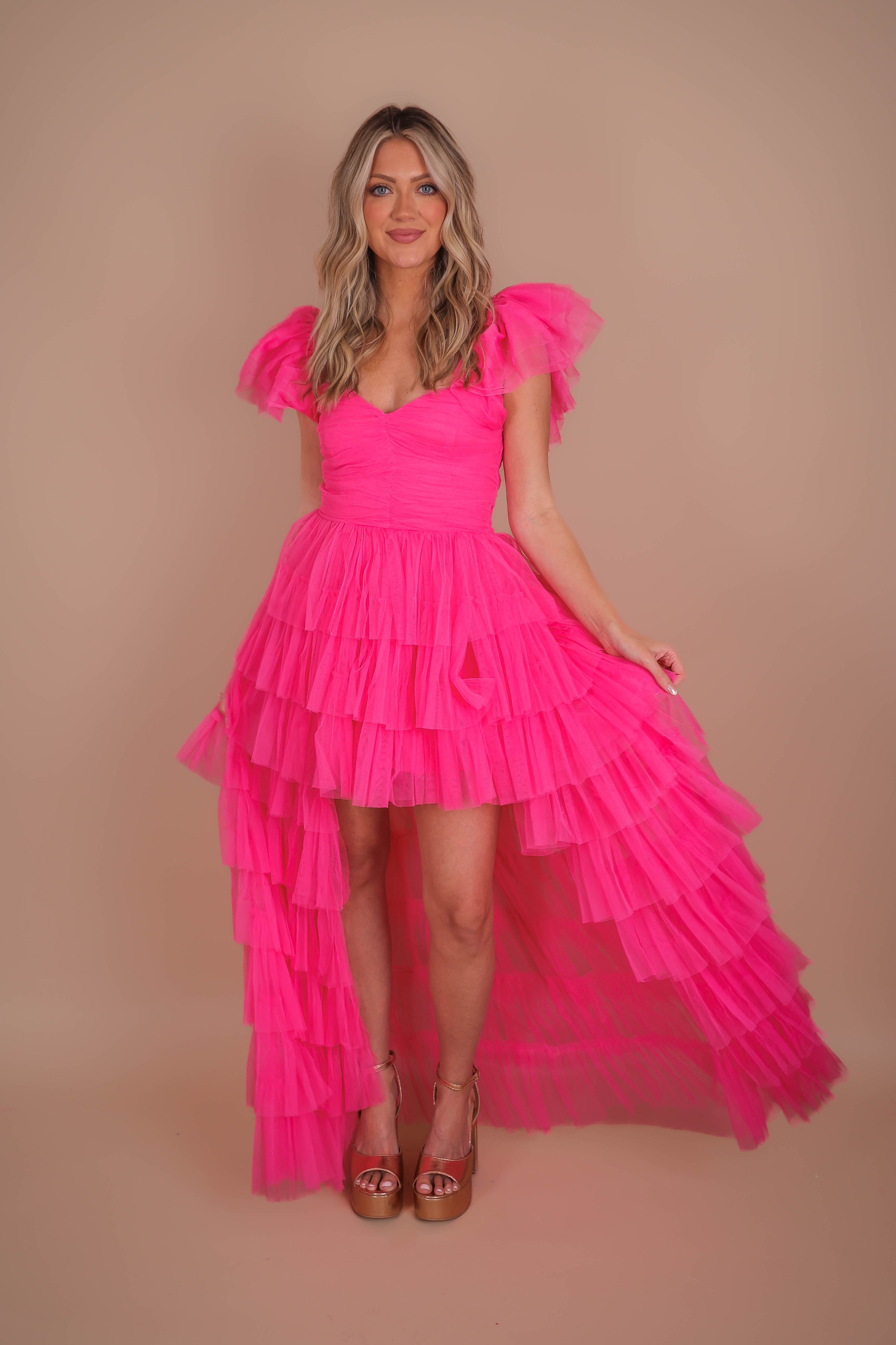 RESTOCK: On Cloud 9 Tulle Maxi Dress-Hot Pink