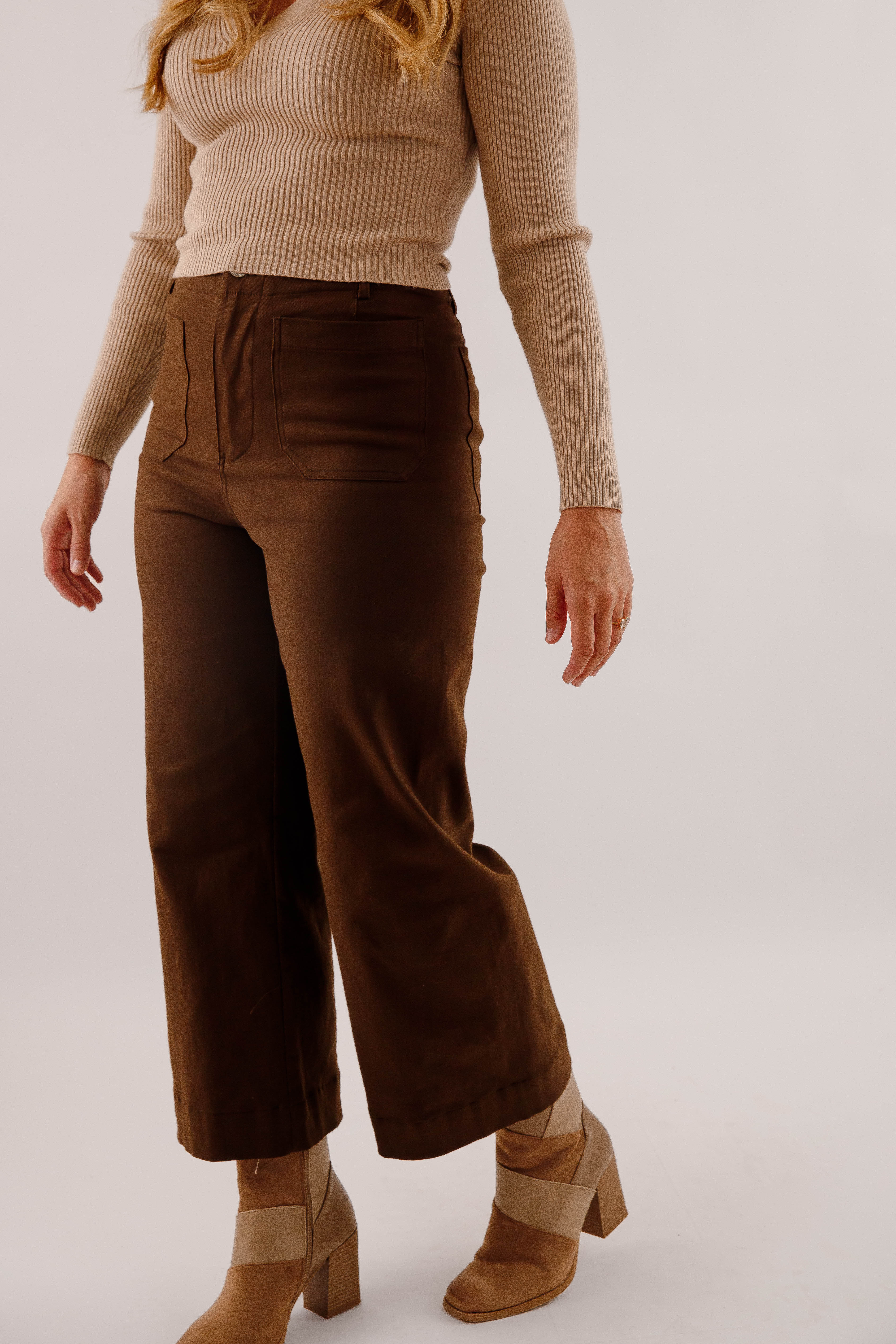 Taking A Pause Denim-Brown