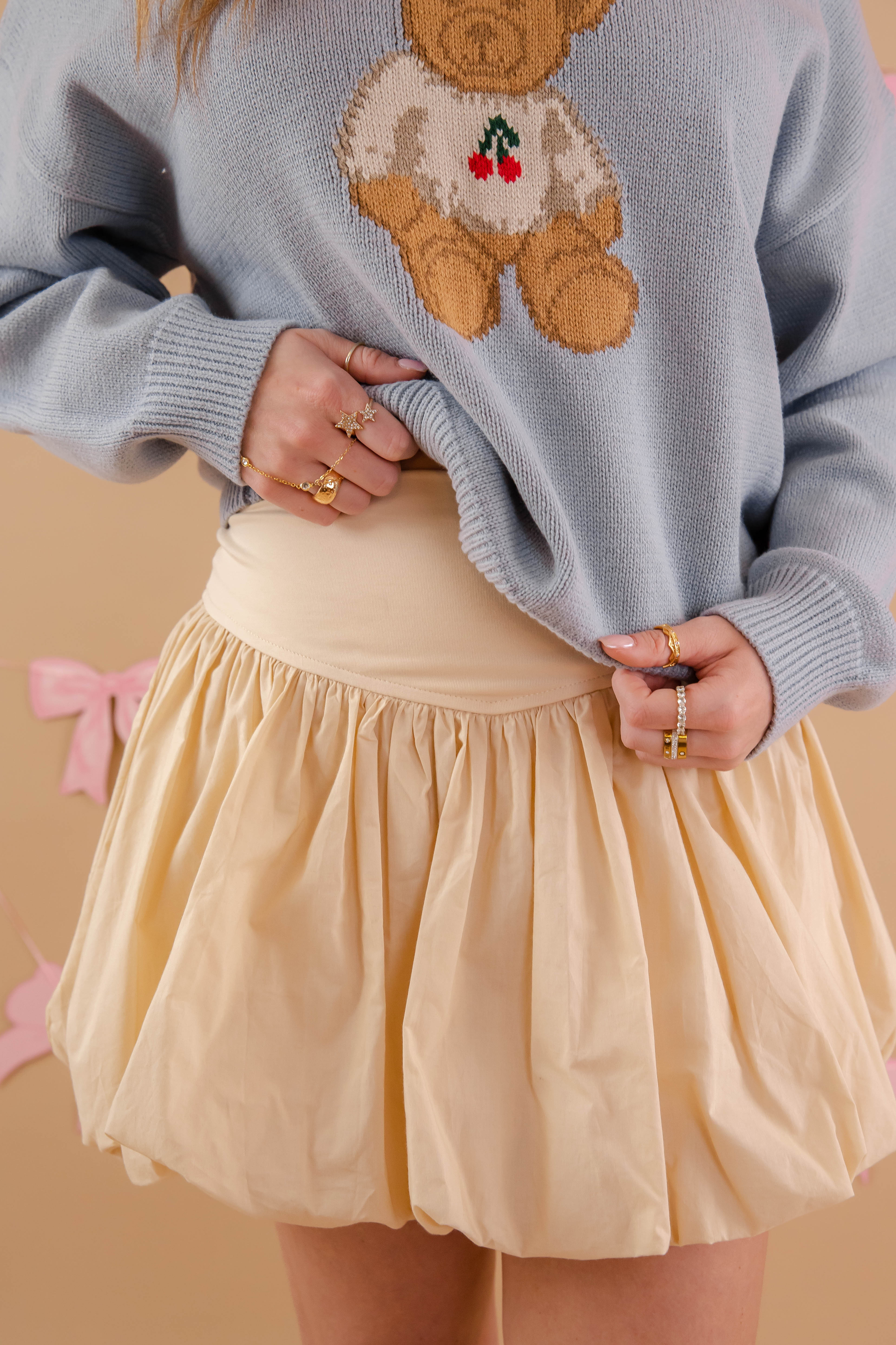 Plan A Date Bubble Skirt-Beige