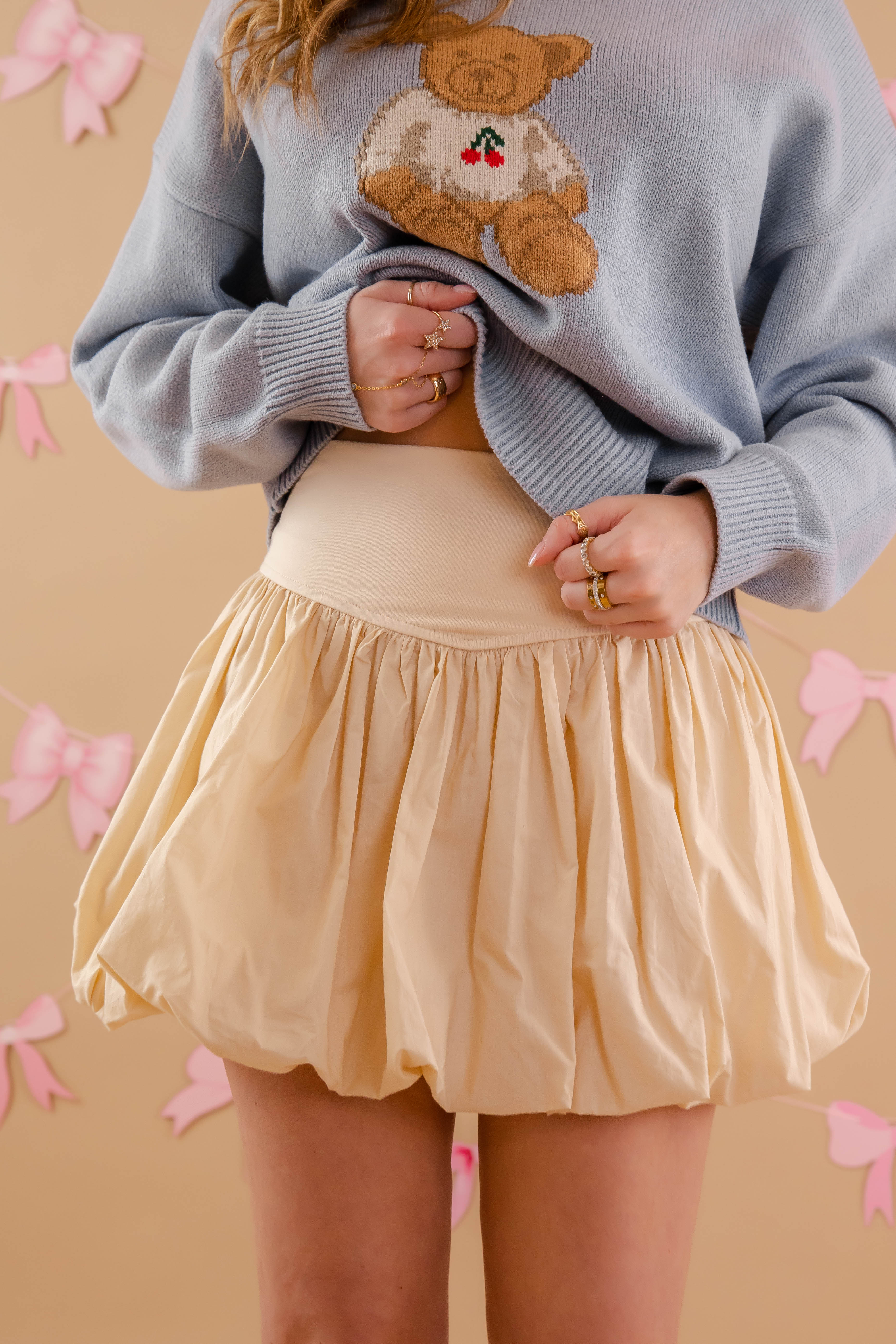 Plan A Date Bubble Skirt-Beige