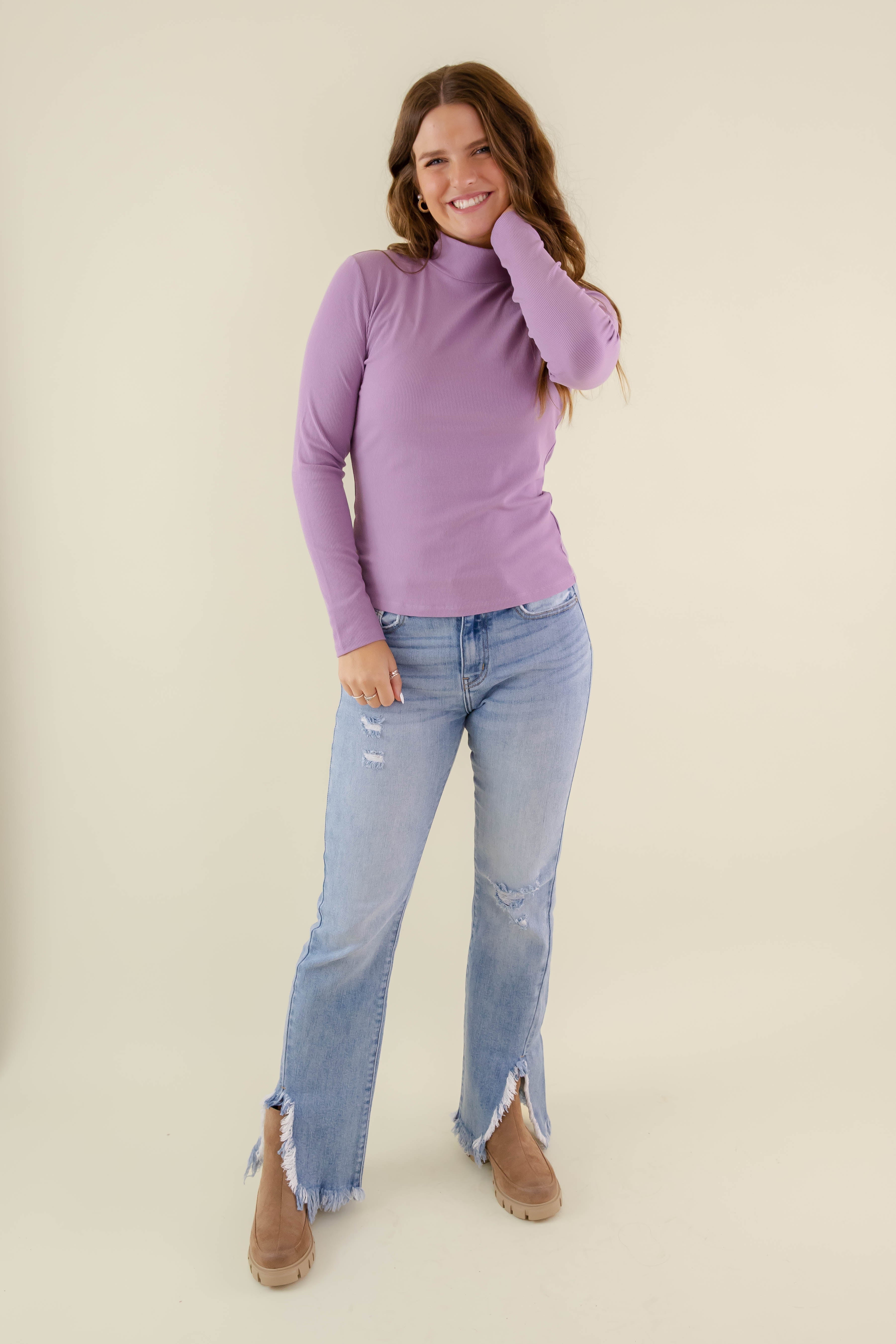 FINAL SALE: There She Goes Again Ribbed Top-Purple