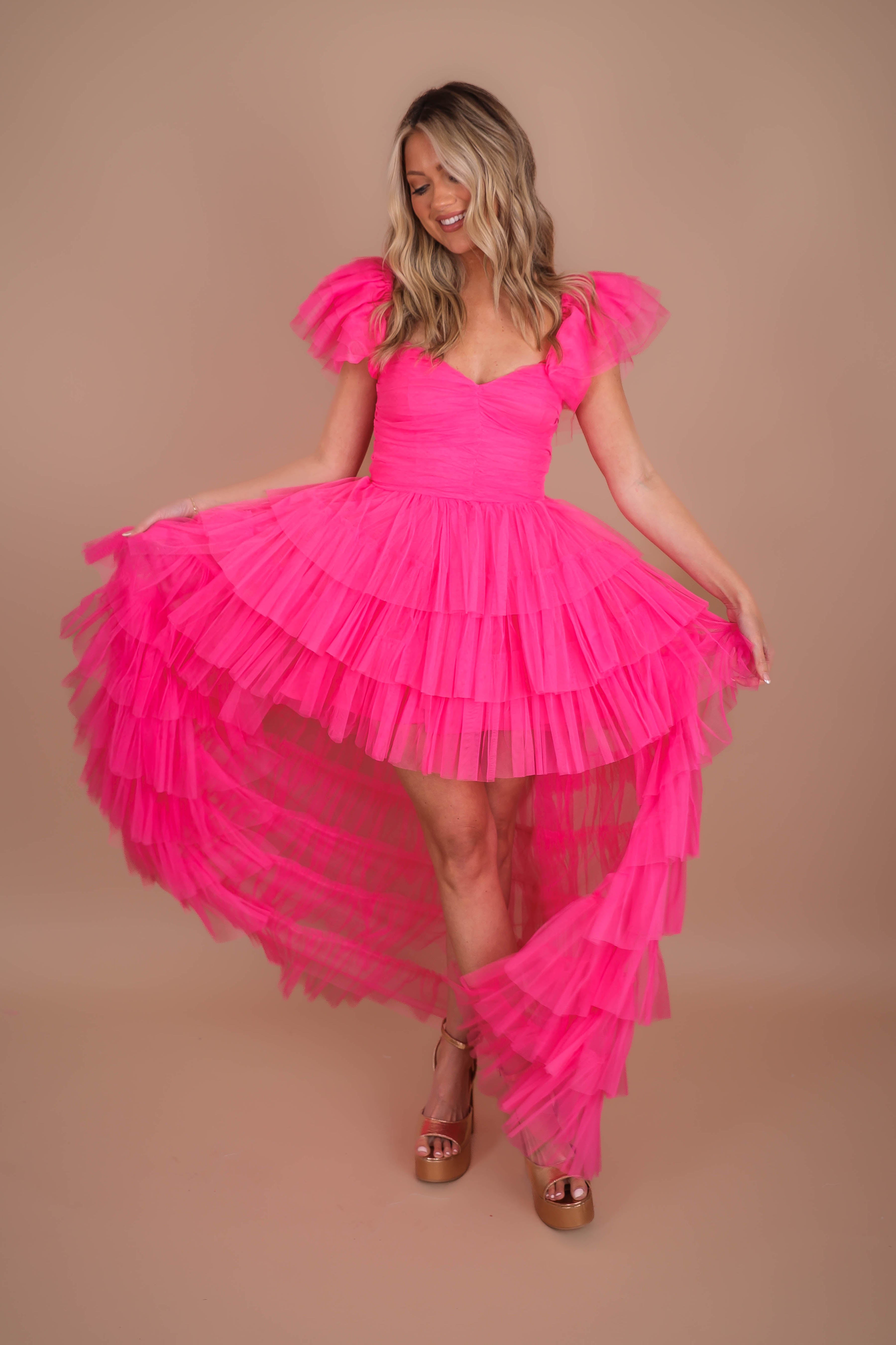 RESTOCK: On Cloud 9 Tulle Maxi Dress-Hot Pink