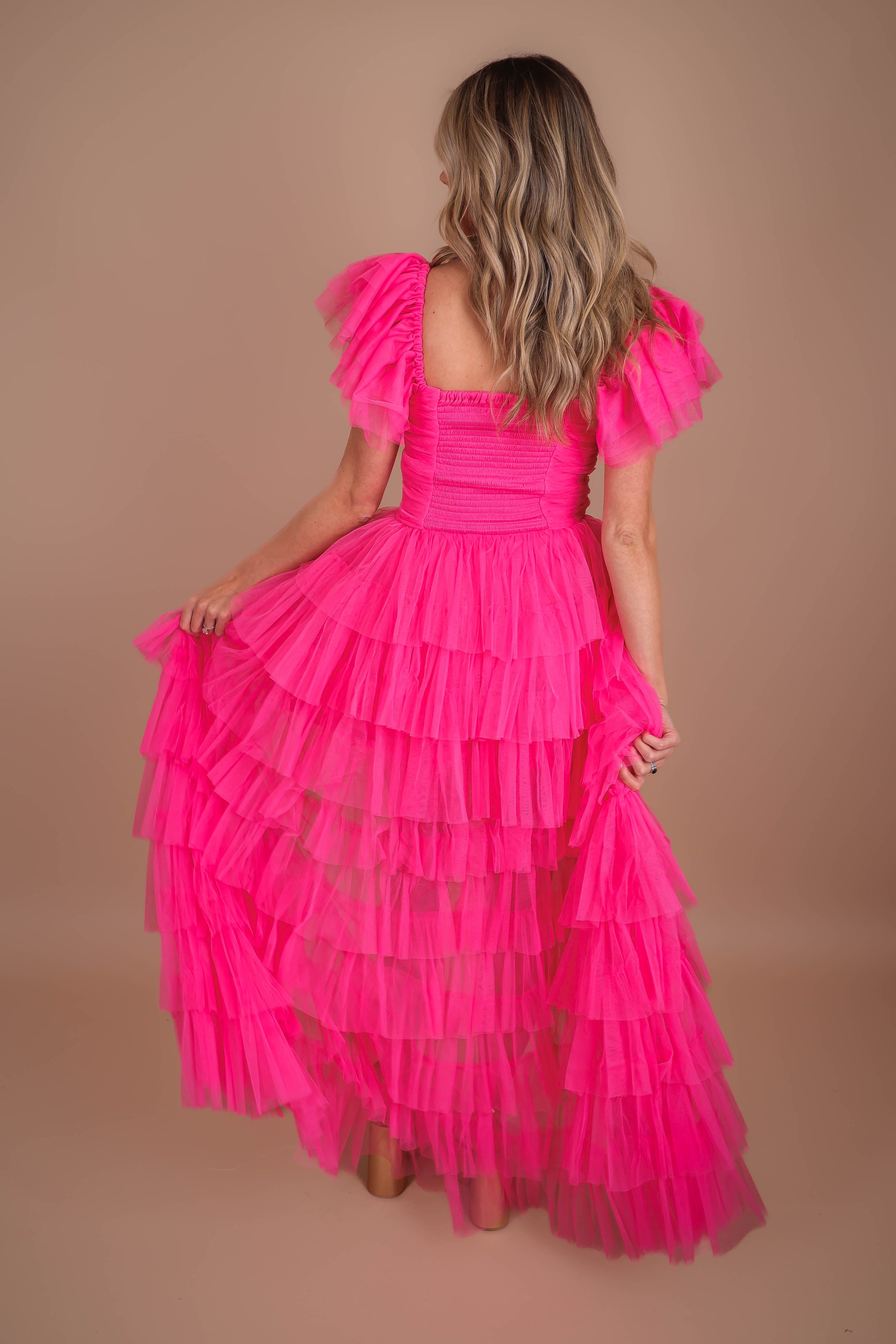 RESTOCK: On Cloud 9 Tulle Maxi Dress-Hot Pink