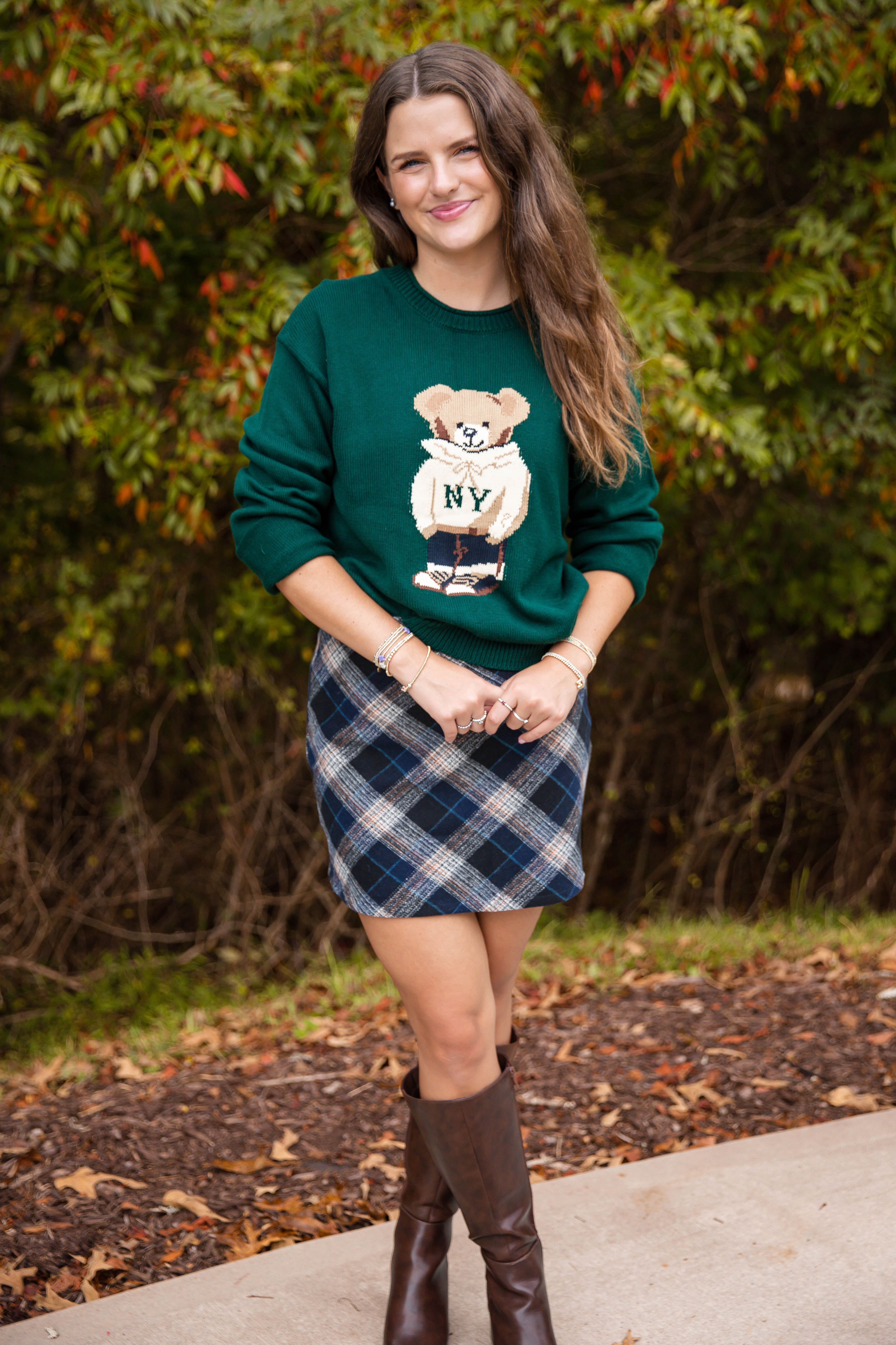 Meet Me At The Steps Skirt-Navy Plaid