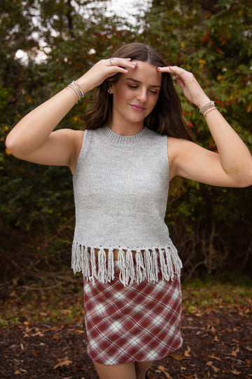 Not Superstitious Fringe Sweater