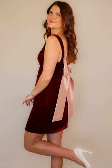 It's My Time Mini Dress-Wine