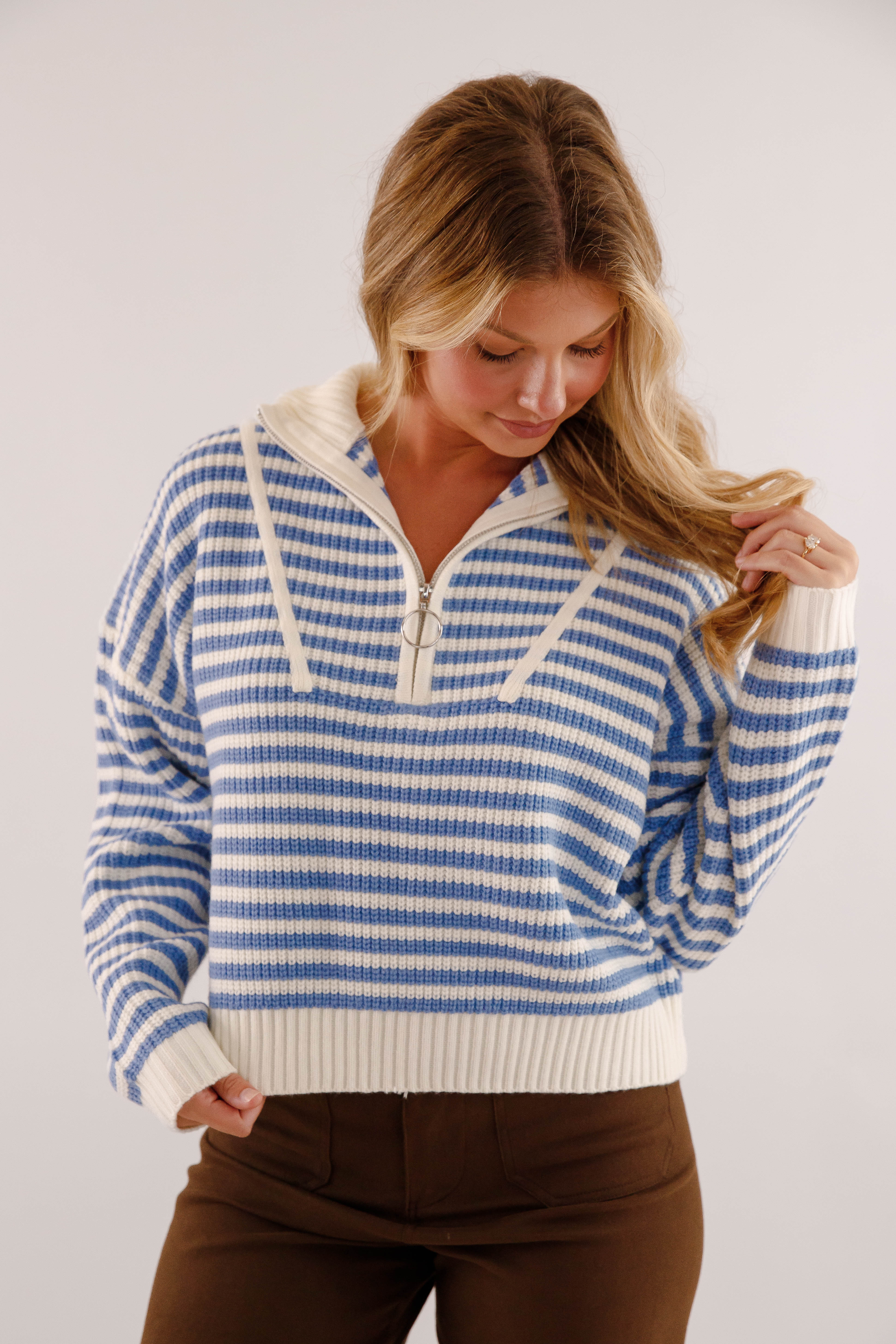 Giving Compliments Pullover-Blue
