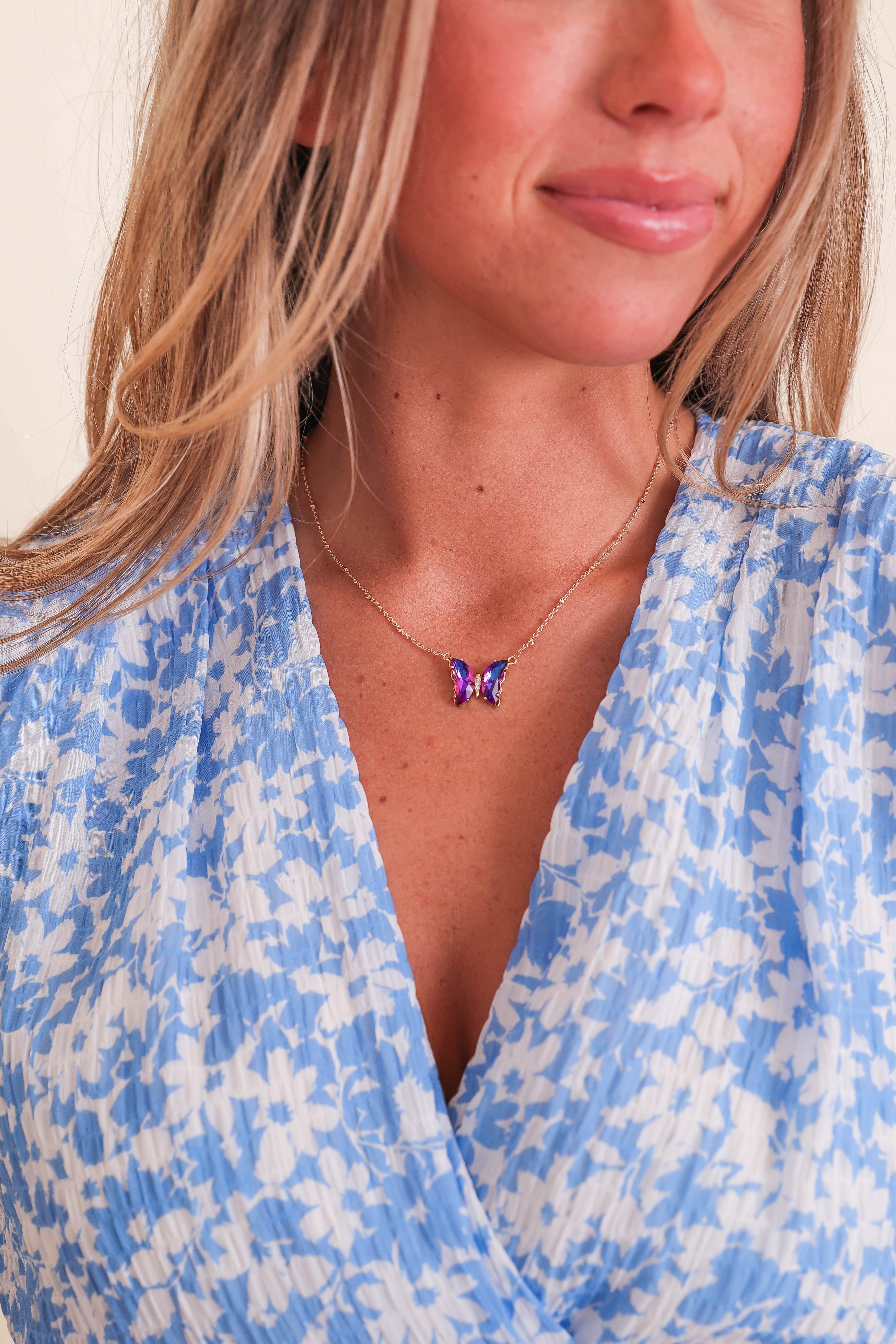 What I Feel Butterfly Necklace-Purple