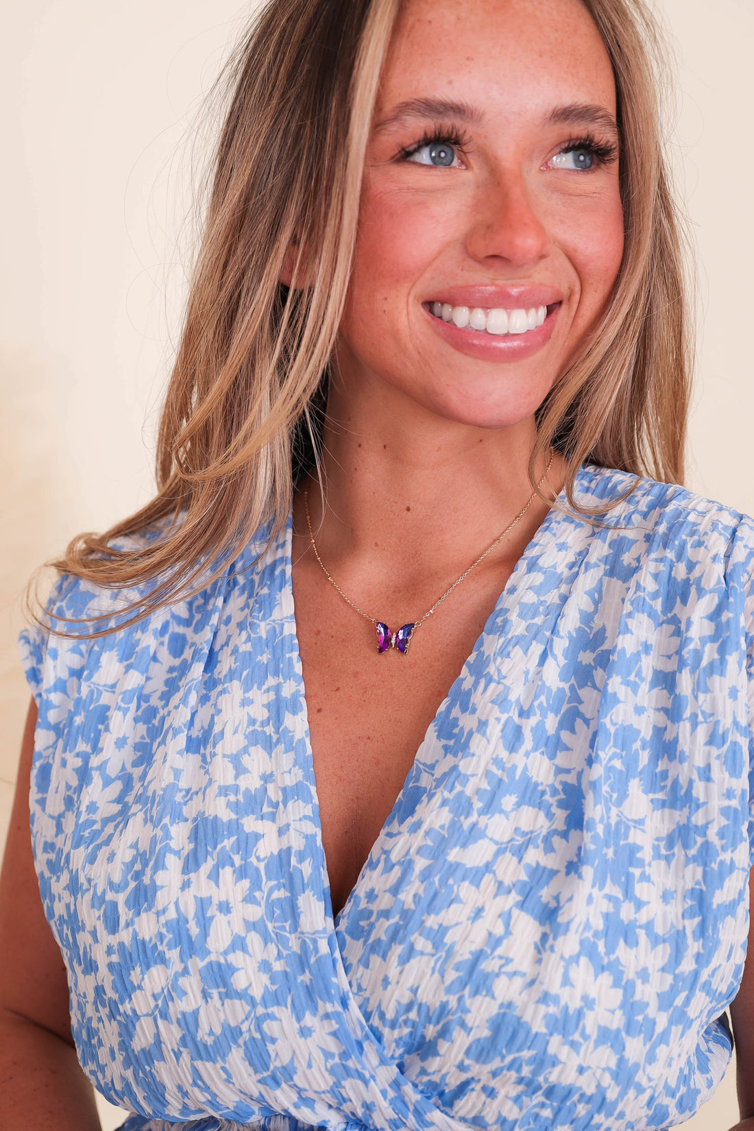 What I Feel Butterfly Necklace-Purple