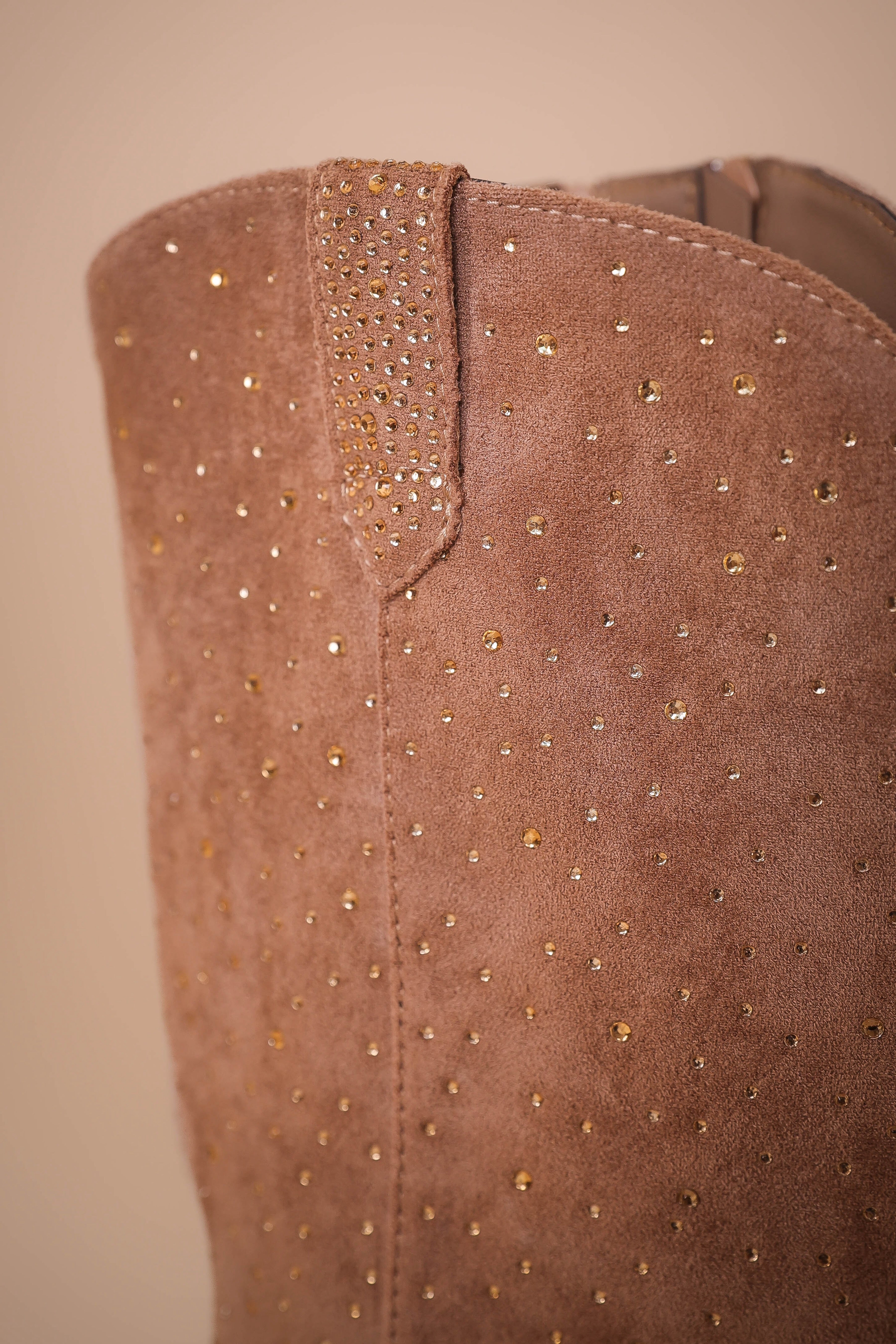 Dolly Rhinestone Western Boots-Taupe
