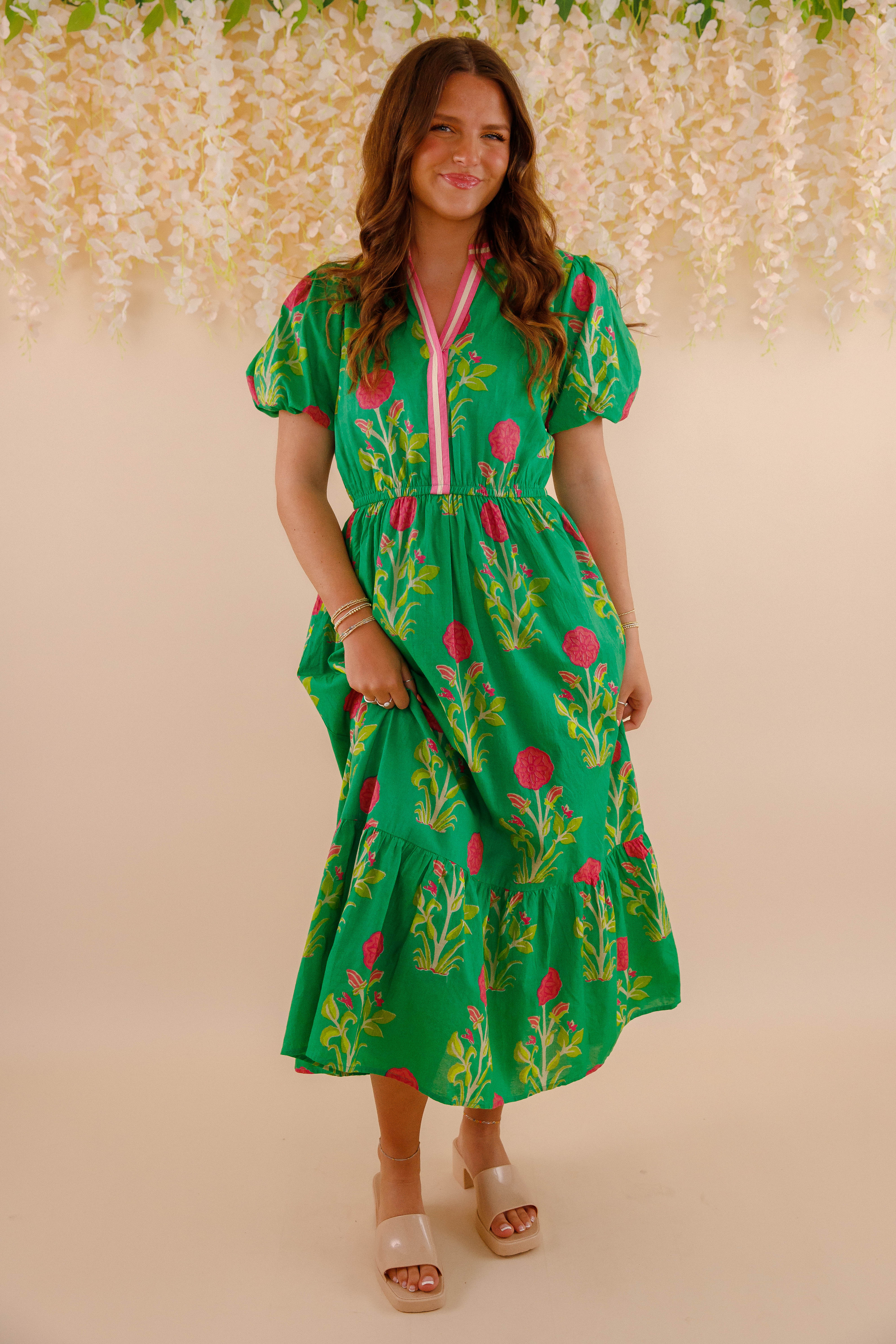 Bring Me Back To Life Midi Dress-Green