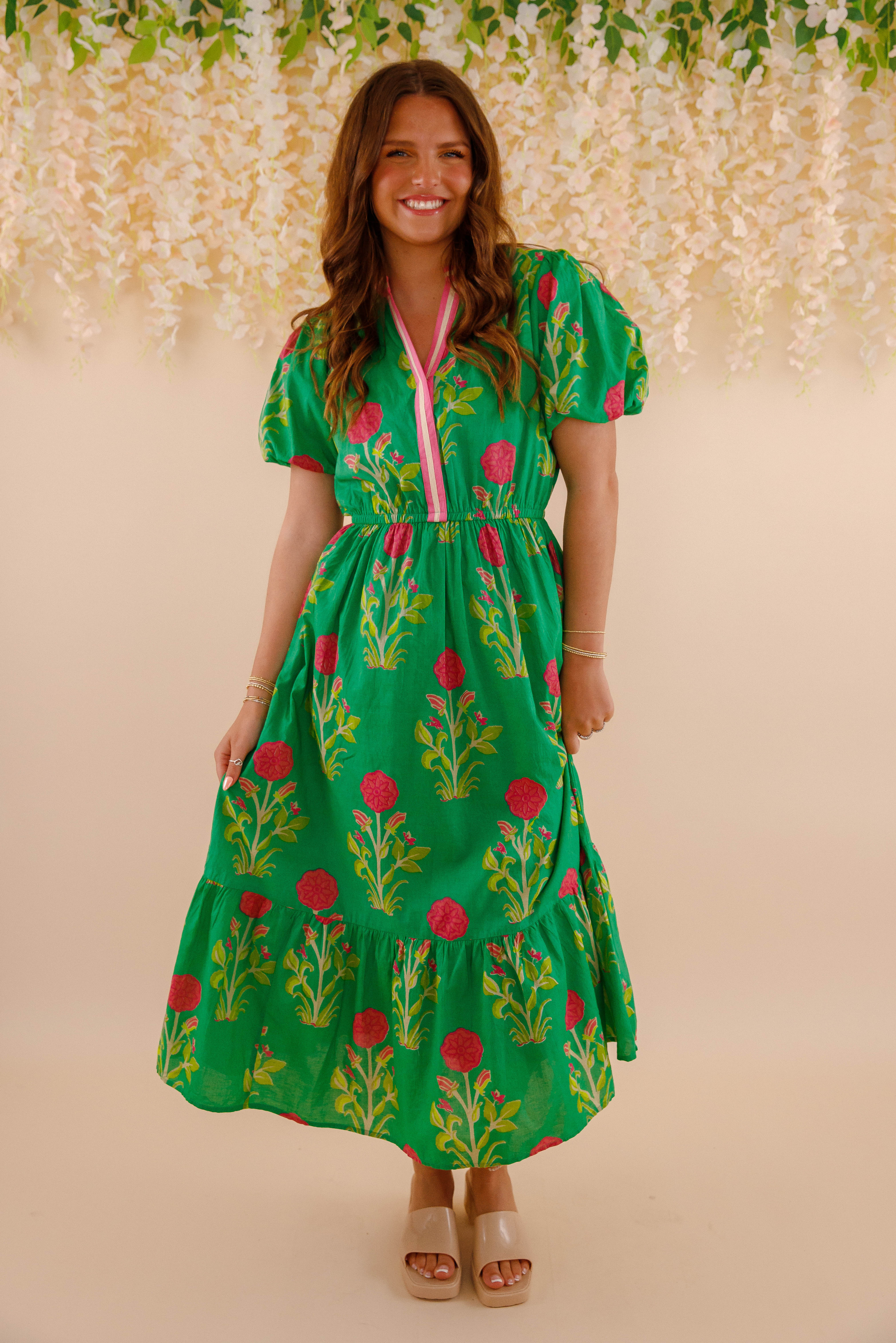 Bring Me Back To Life Midi Dress-Green