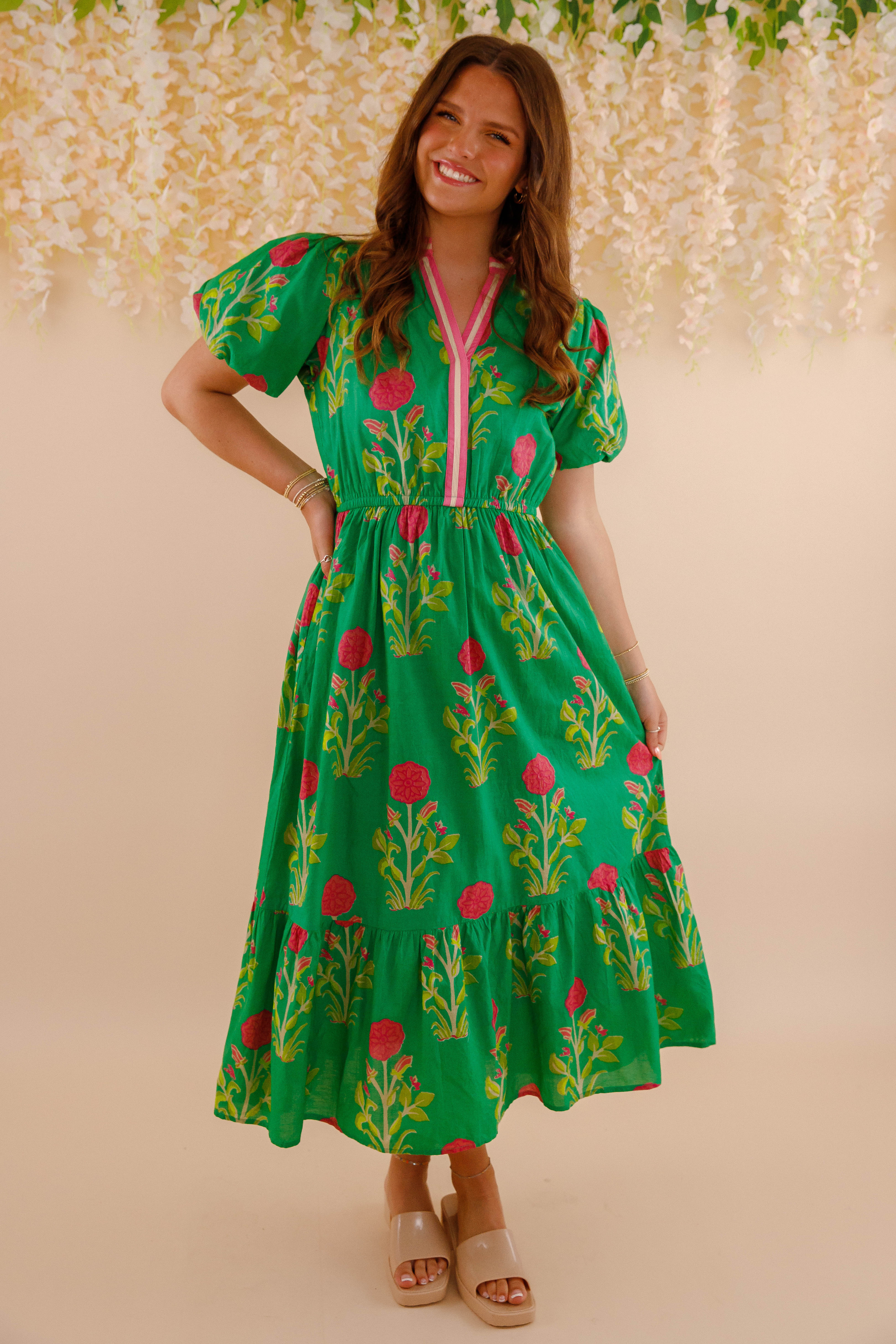 Bring Me Back To Life Midi Dress-Green