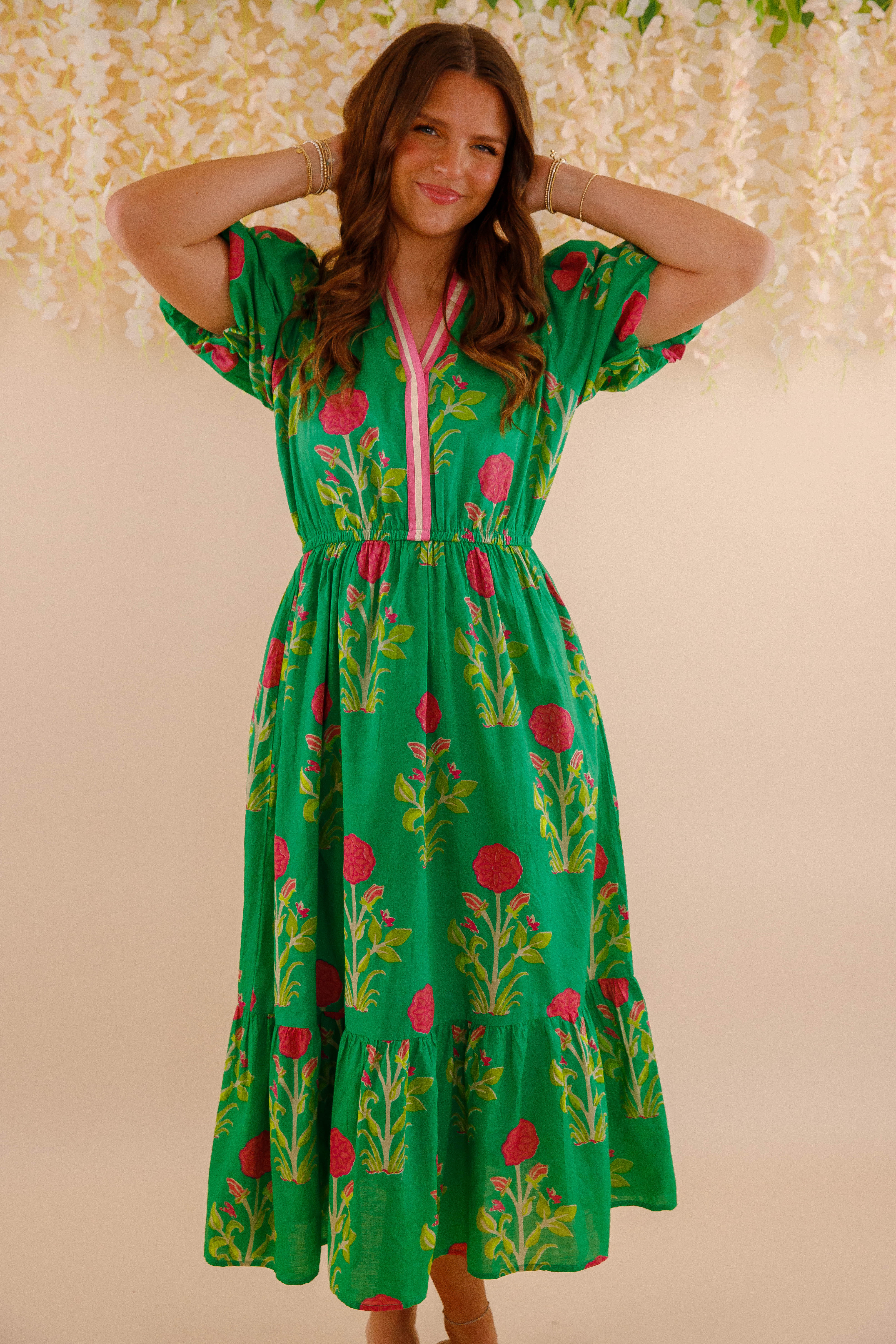 Bring Me Back To Life Midi Dress-Green