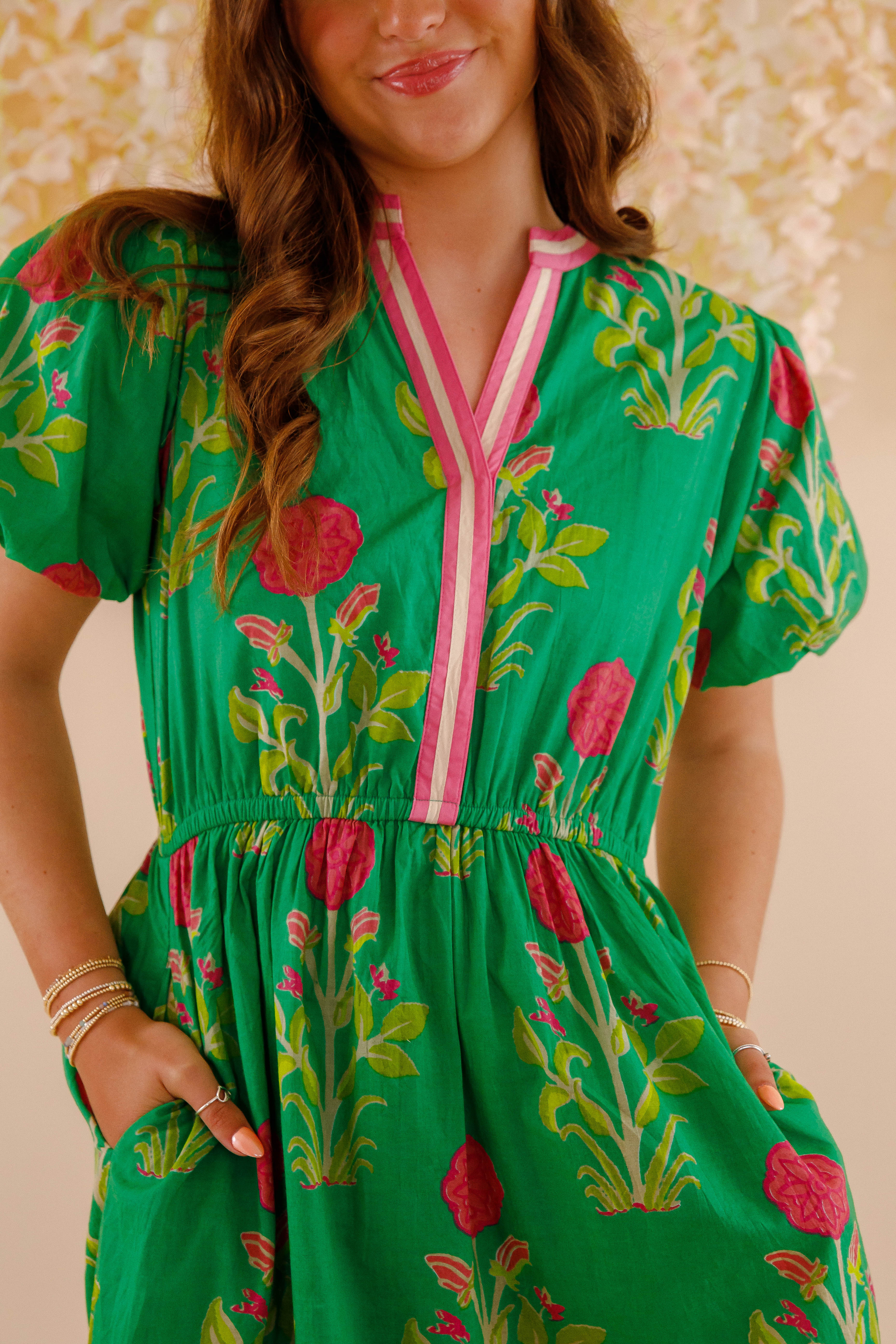 Bring Me Back To Life Midi Dress-Green