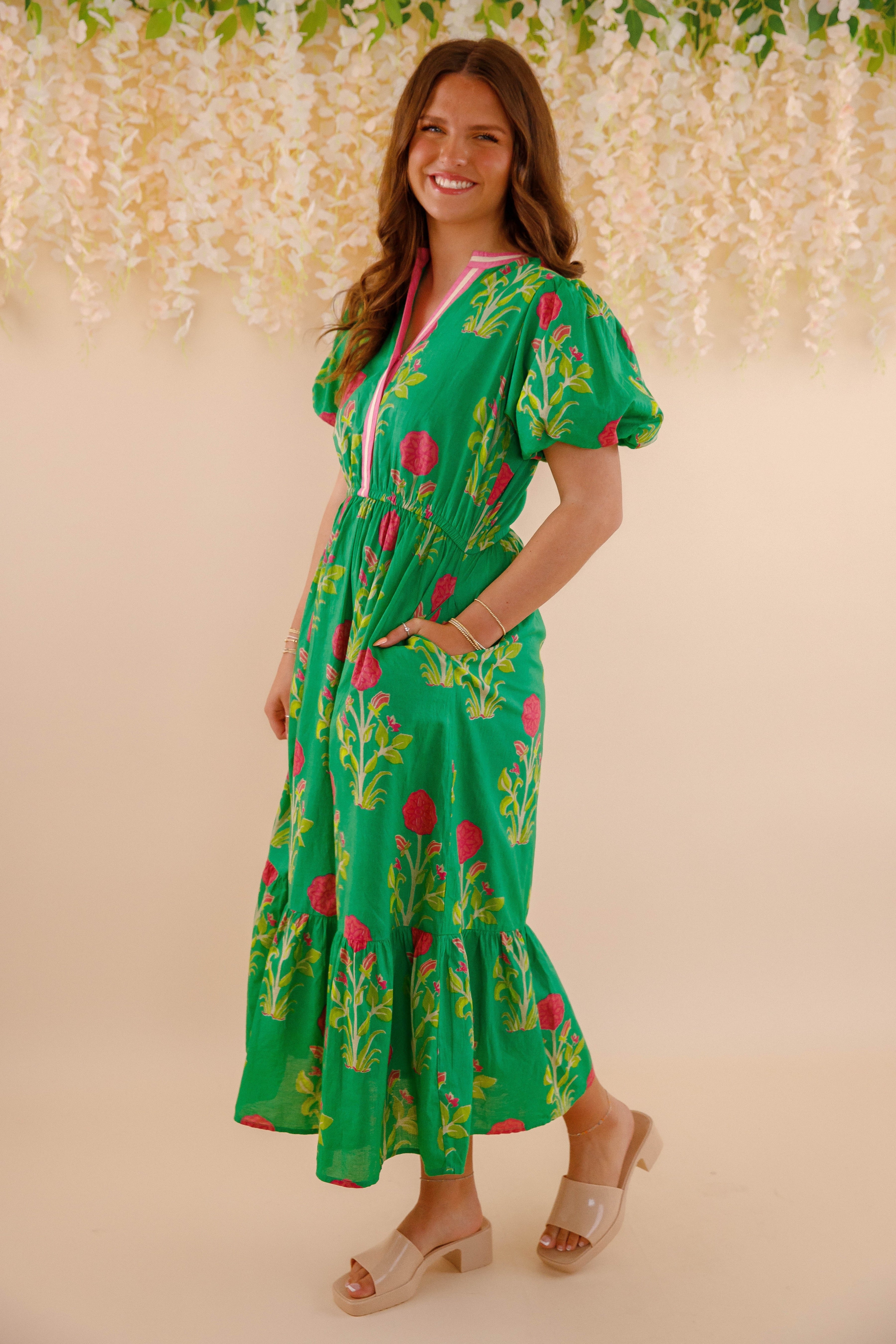 Bring Me Back To Life Midi Dress-Green