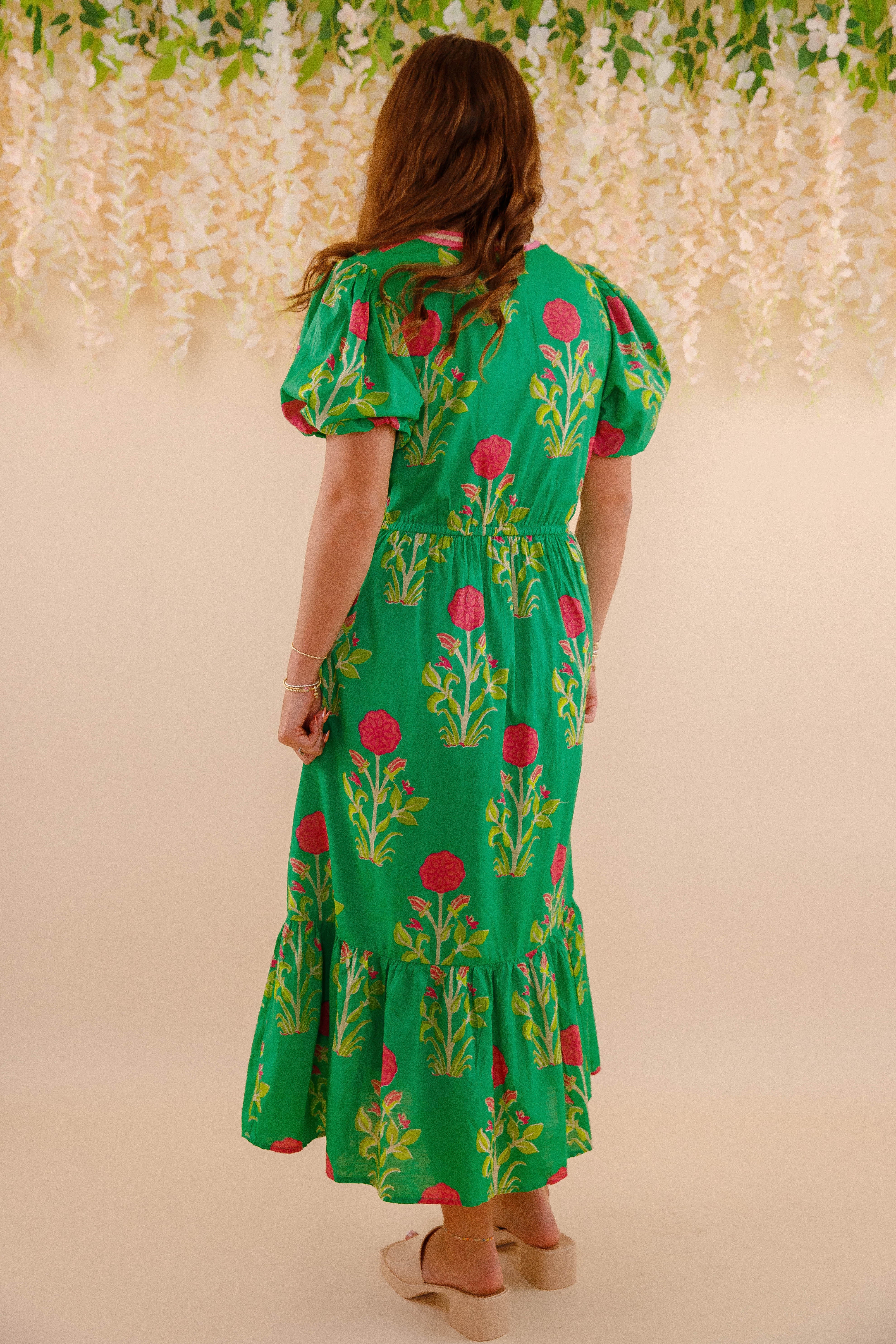 Bring Me Back To Life Midi Dress-Green
