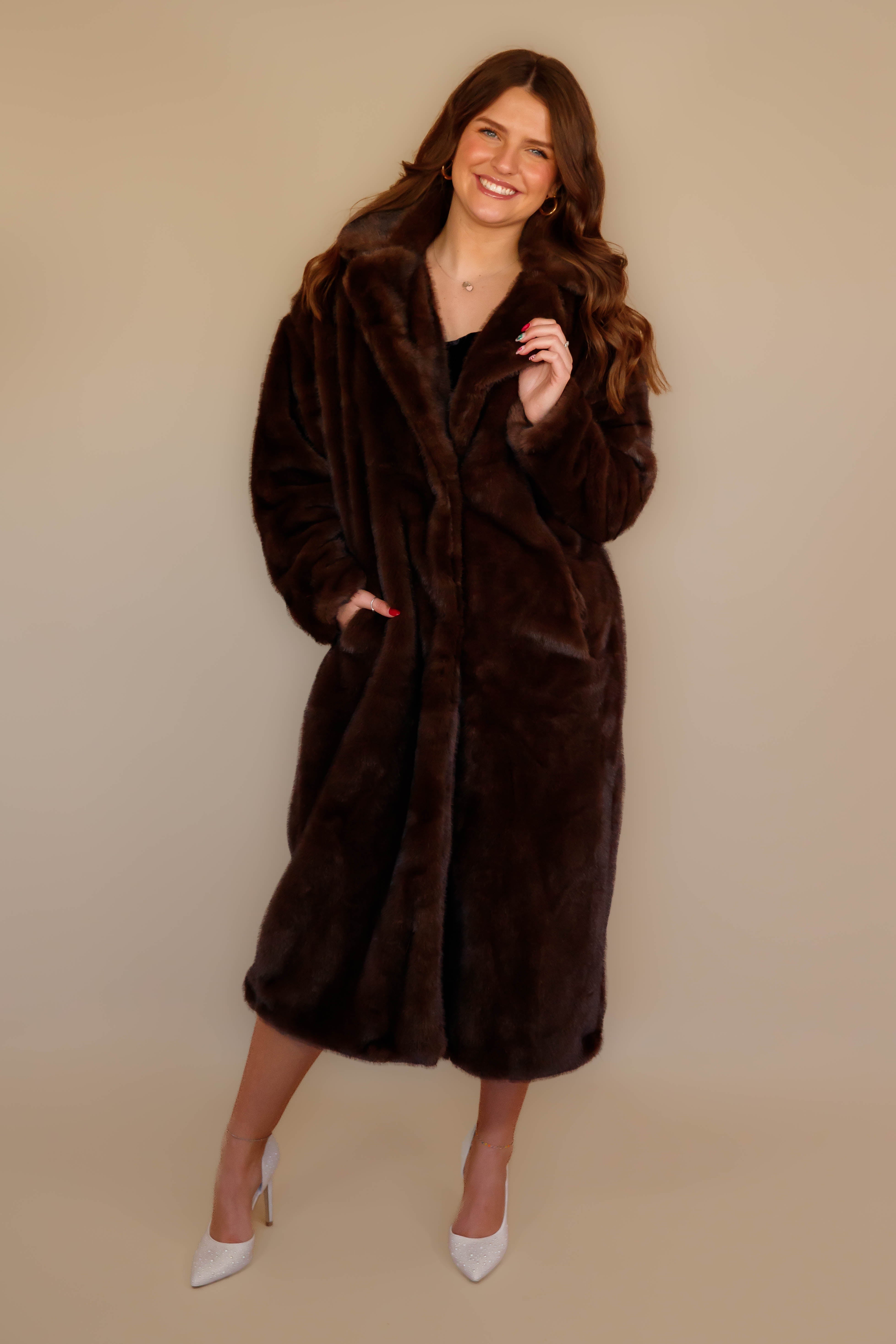 Snow In California Faux Fur Coat