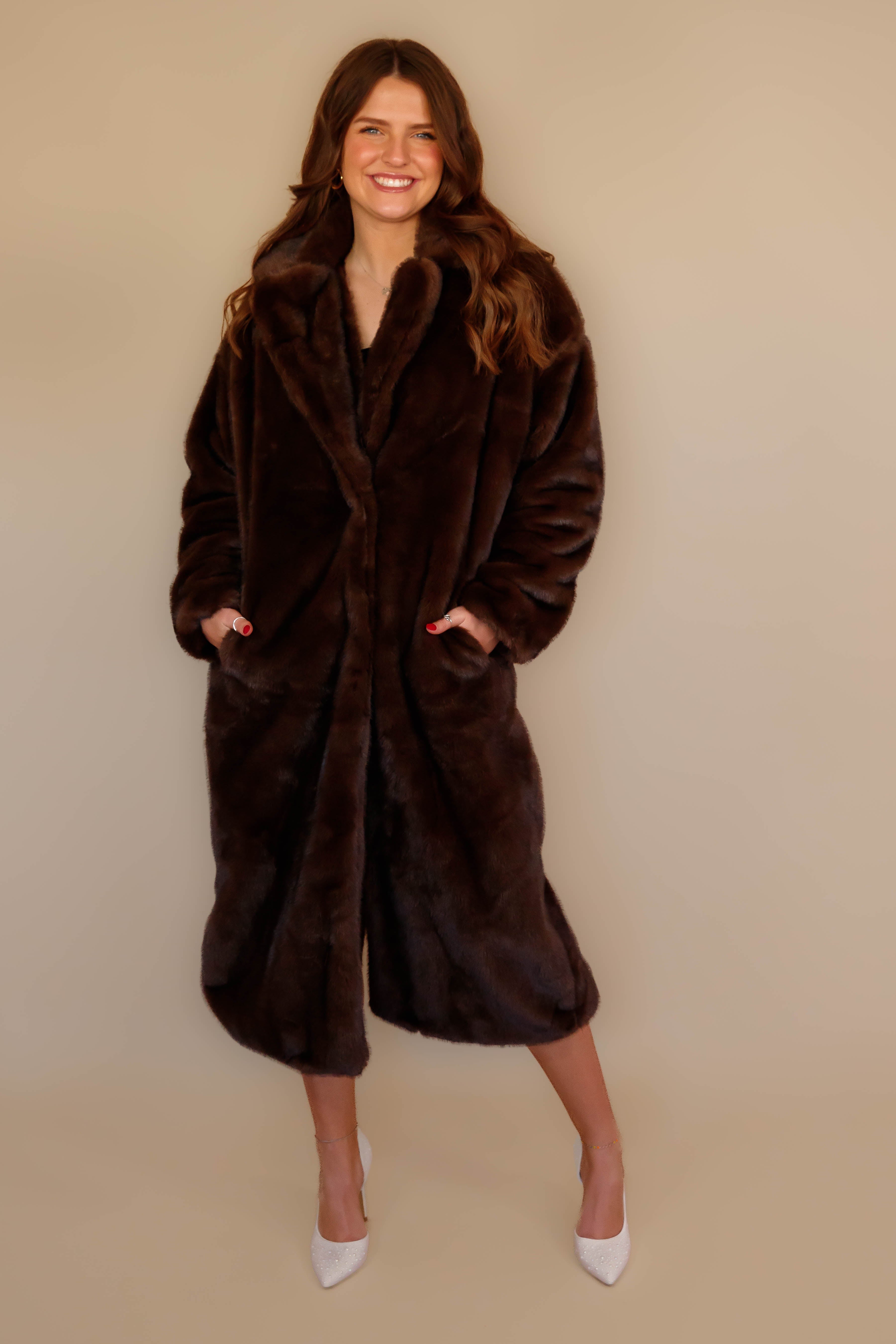 Snow In California Faux Fur Coat