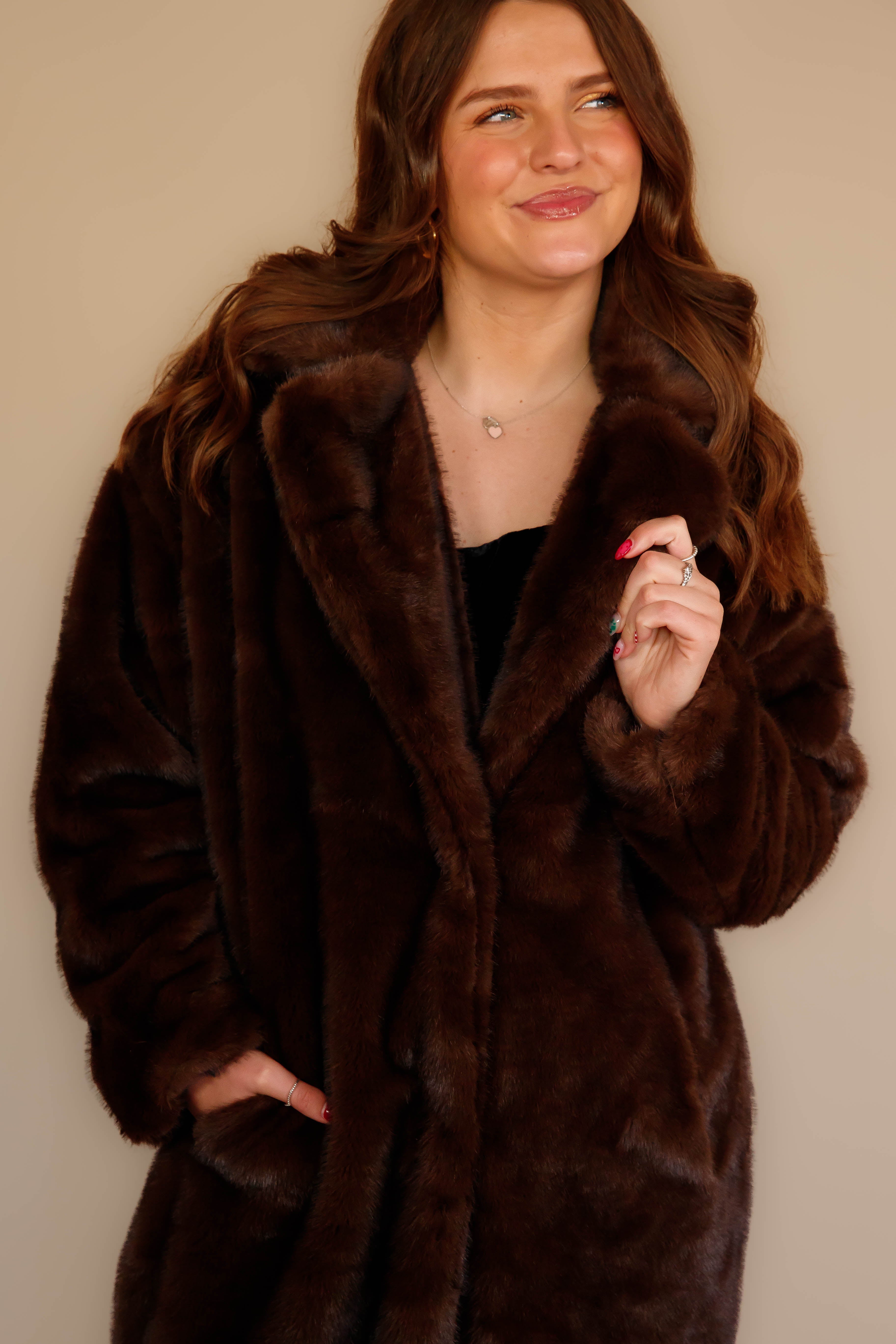 Snow In California Faux Fur Coat