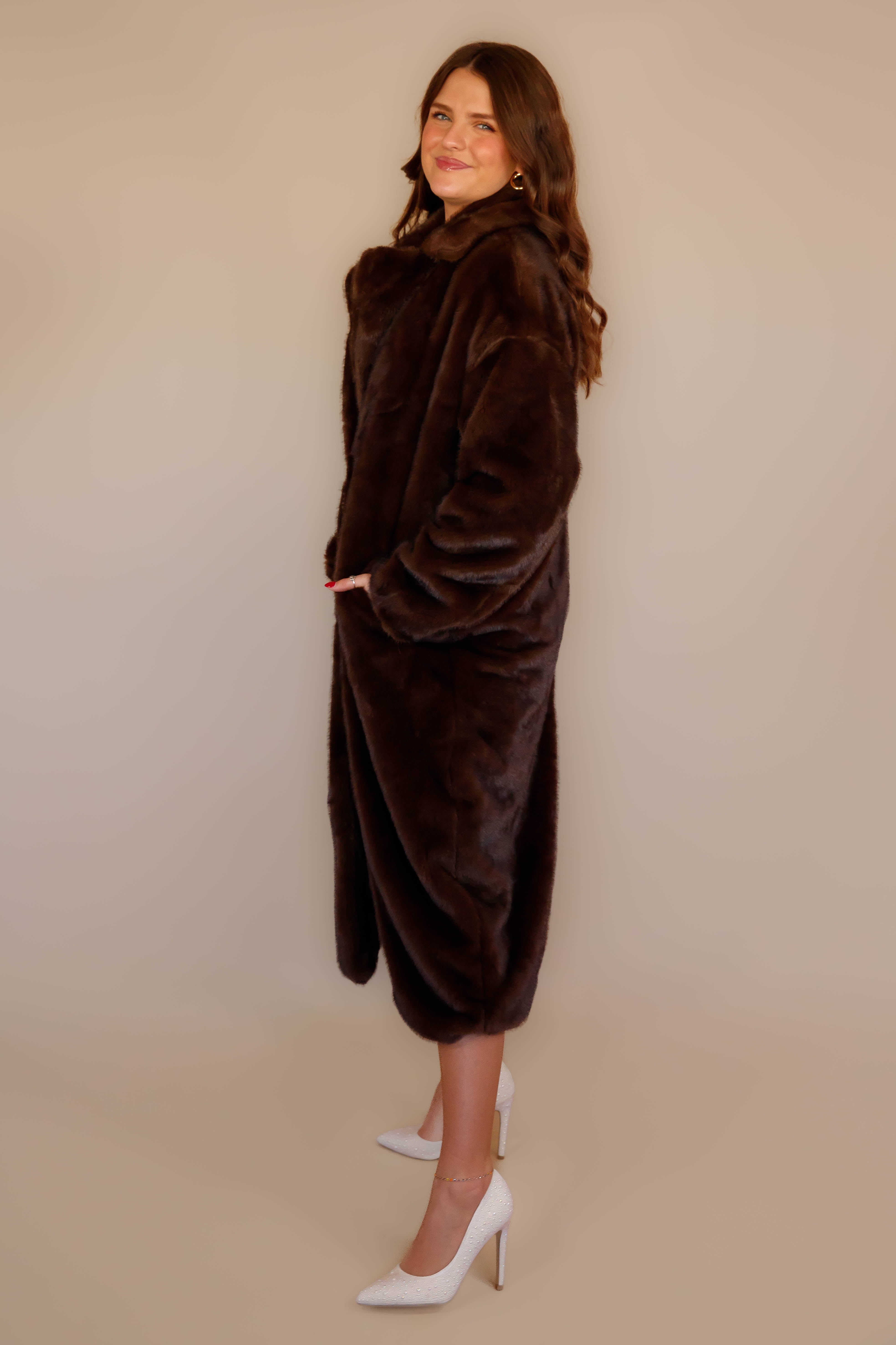 Snow In California Faux Fur Coat
