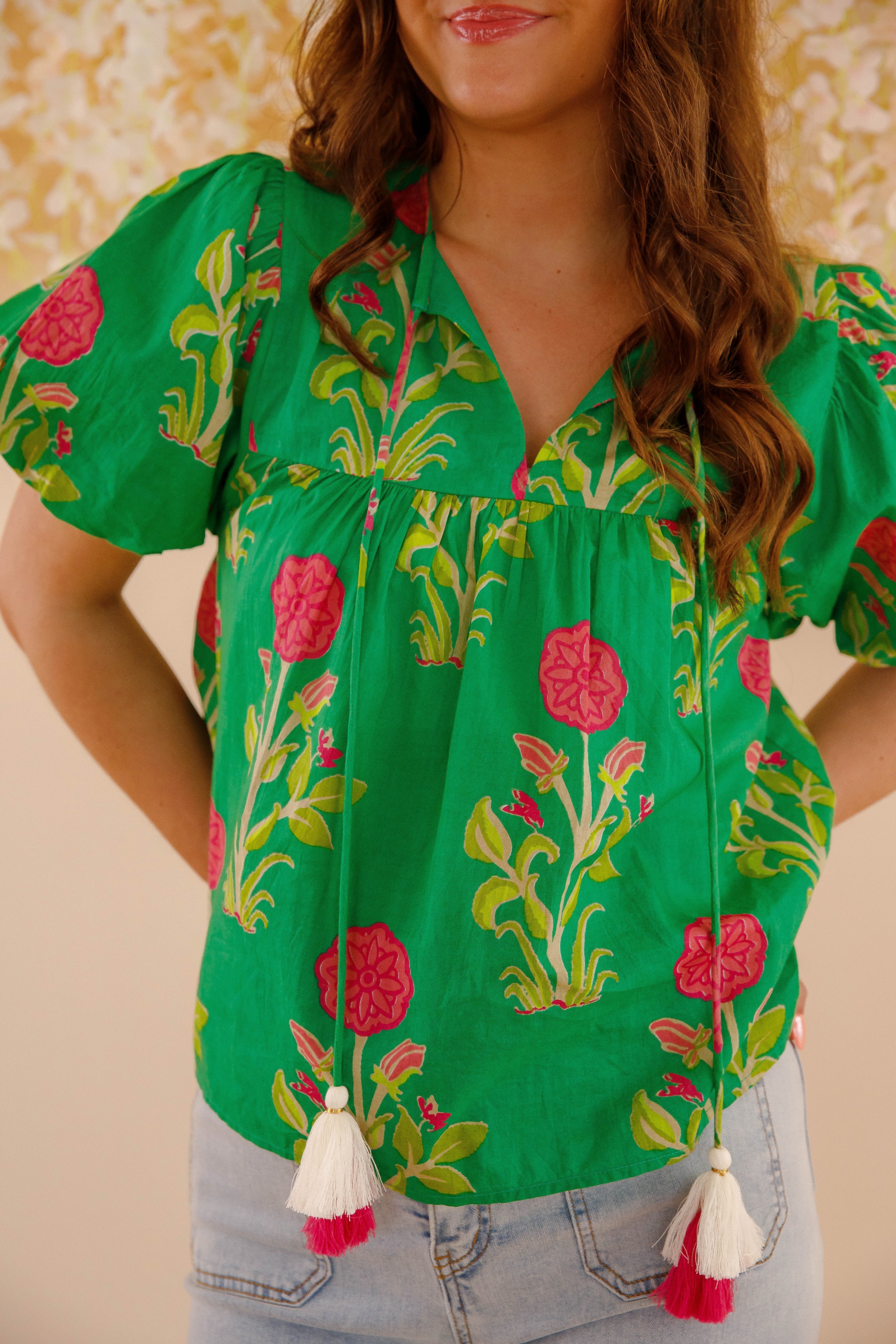 On The Move Blouse-Green