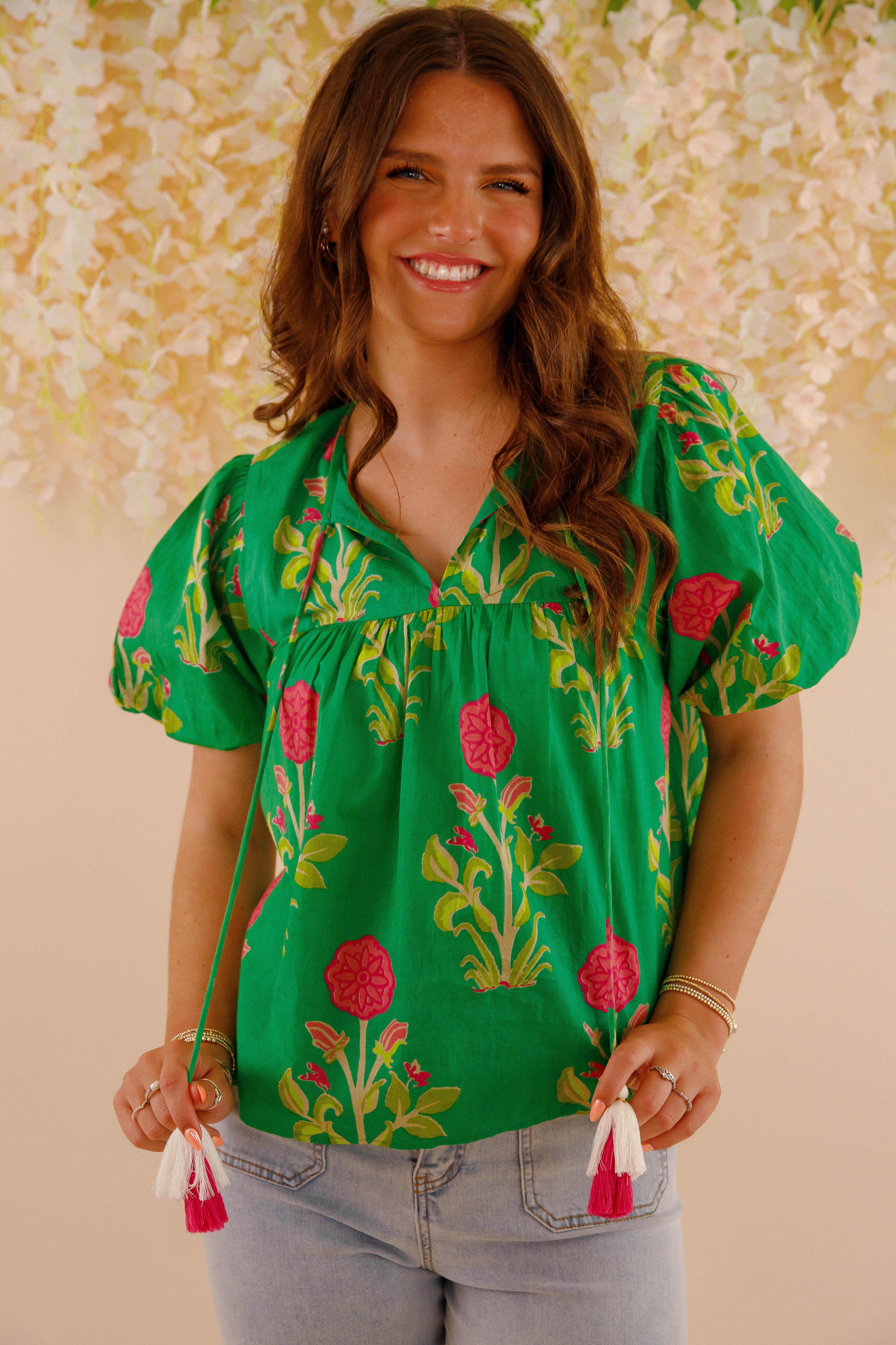 On The Move Blouse-Green