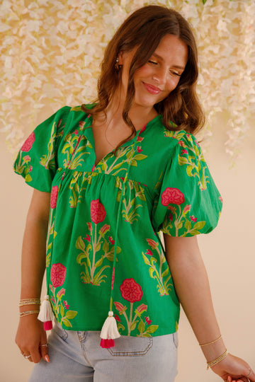 On The Move Blouse-Green