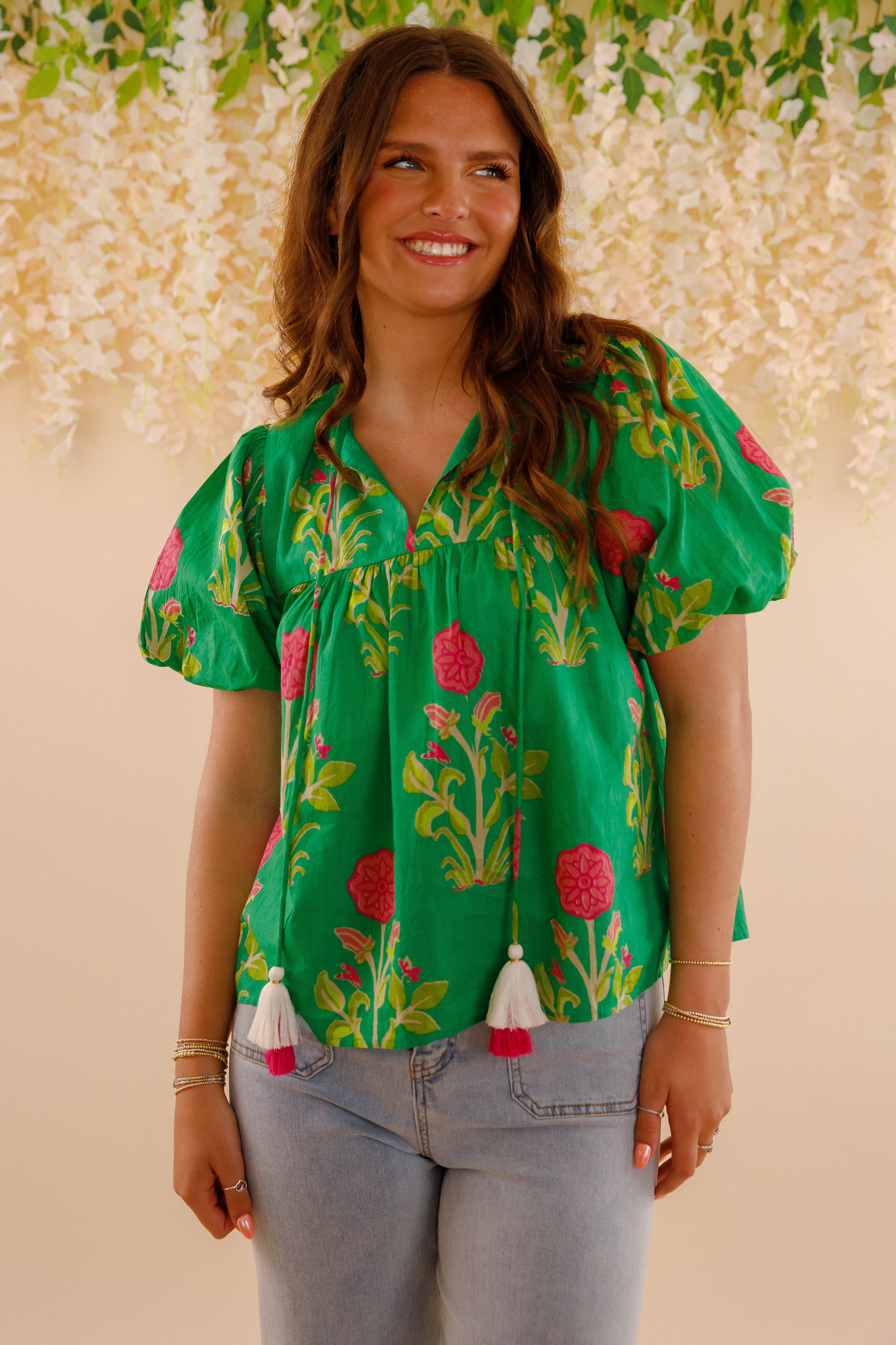 On The Move Blouse-Green