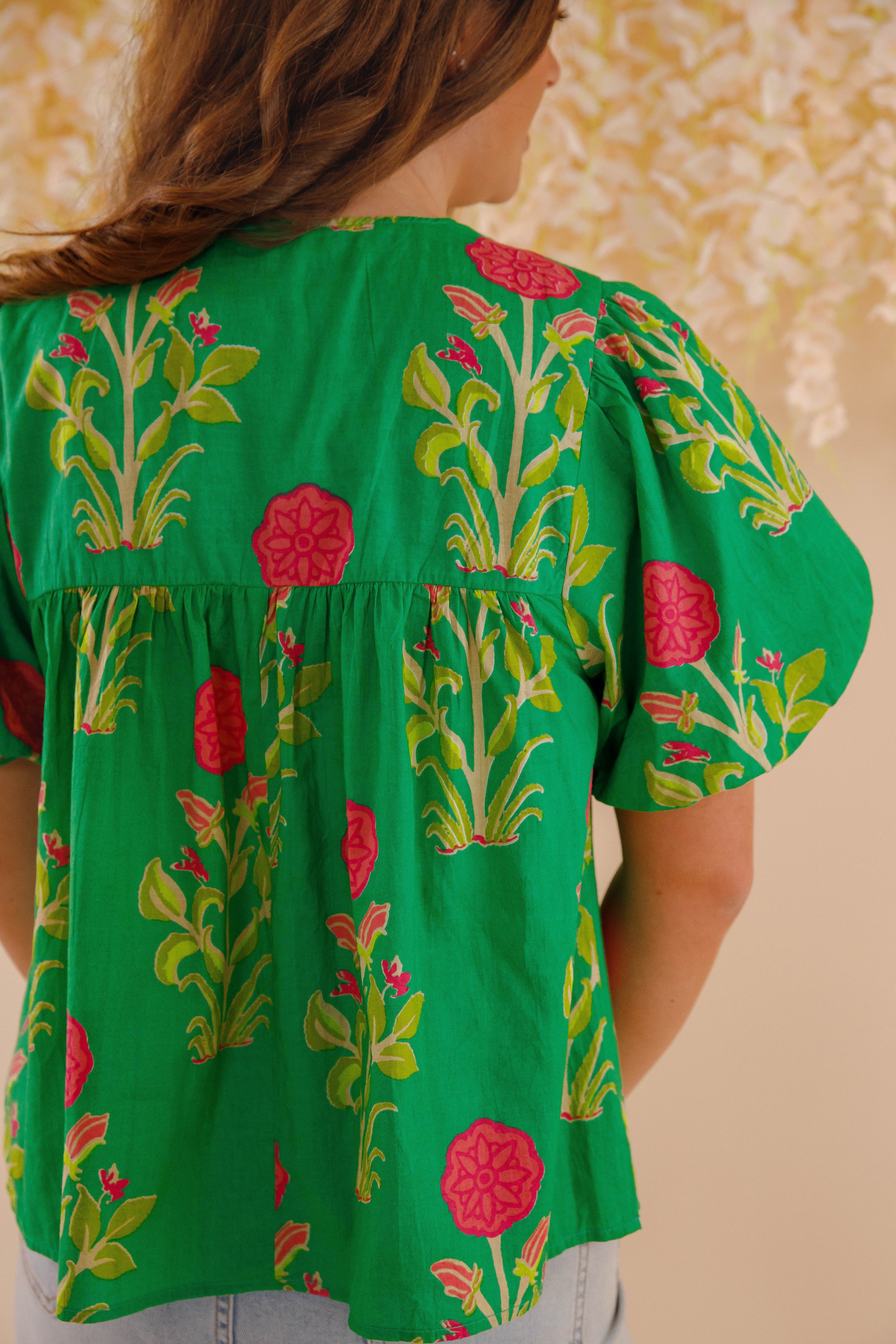 On The Move Blouse-Green