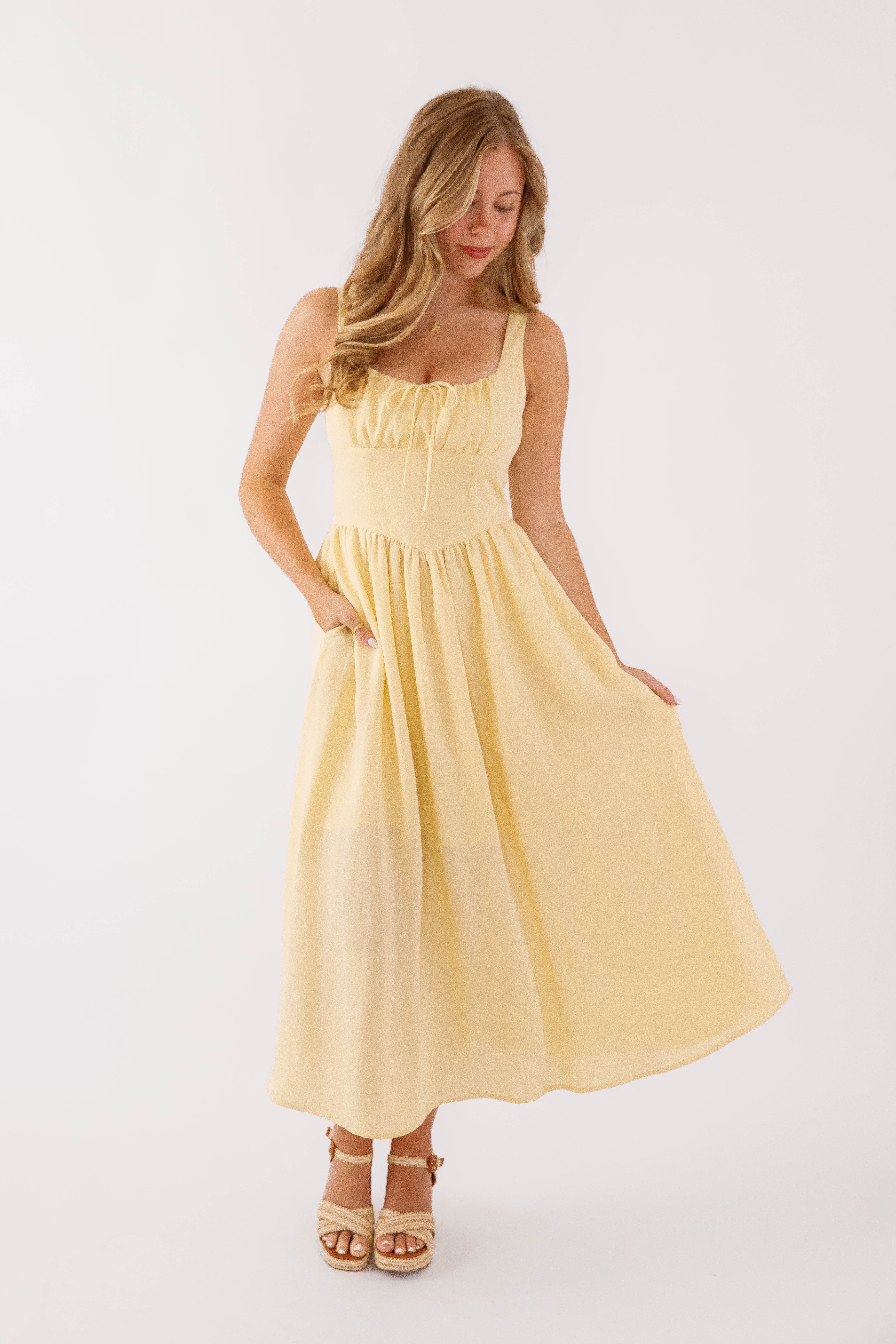 Noticing A Pattern Midi Dress-Yellow