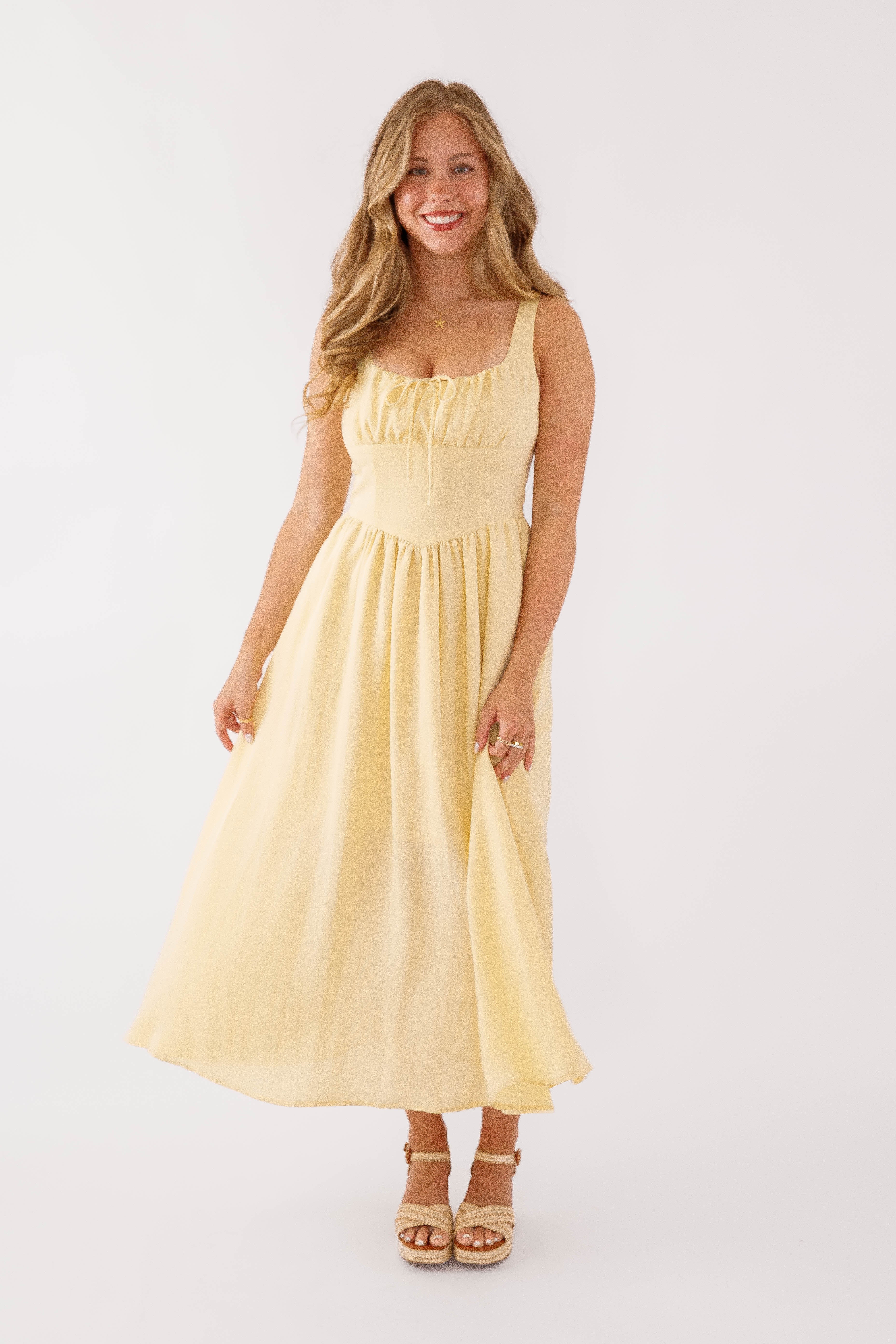 Noticing A Pattern Midi Dress-Yellow