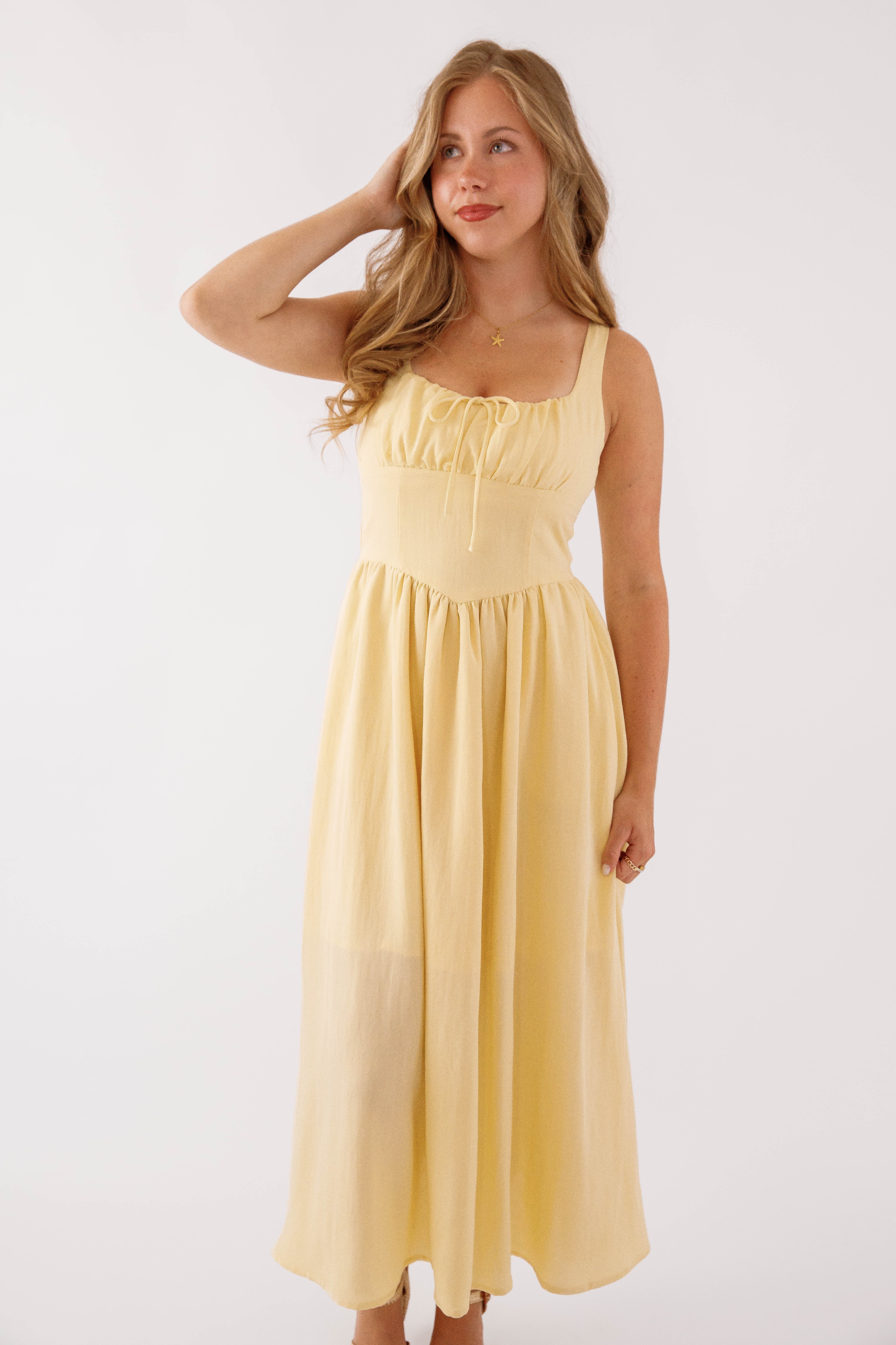 Noticing A Pattern Midi Dress-Yellow