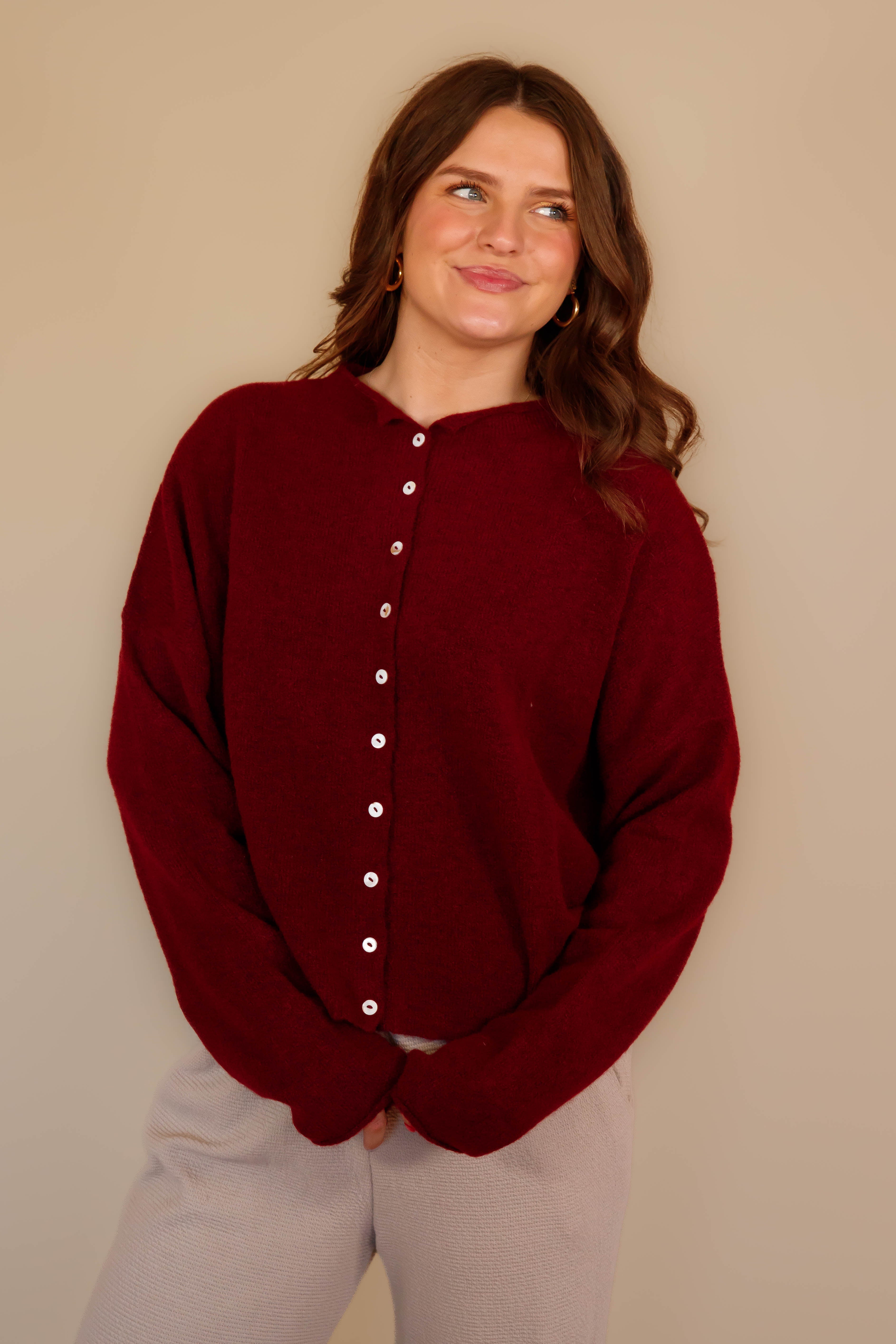 Back To My Old Ways Cardigan-Wine