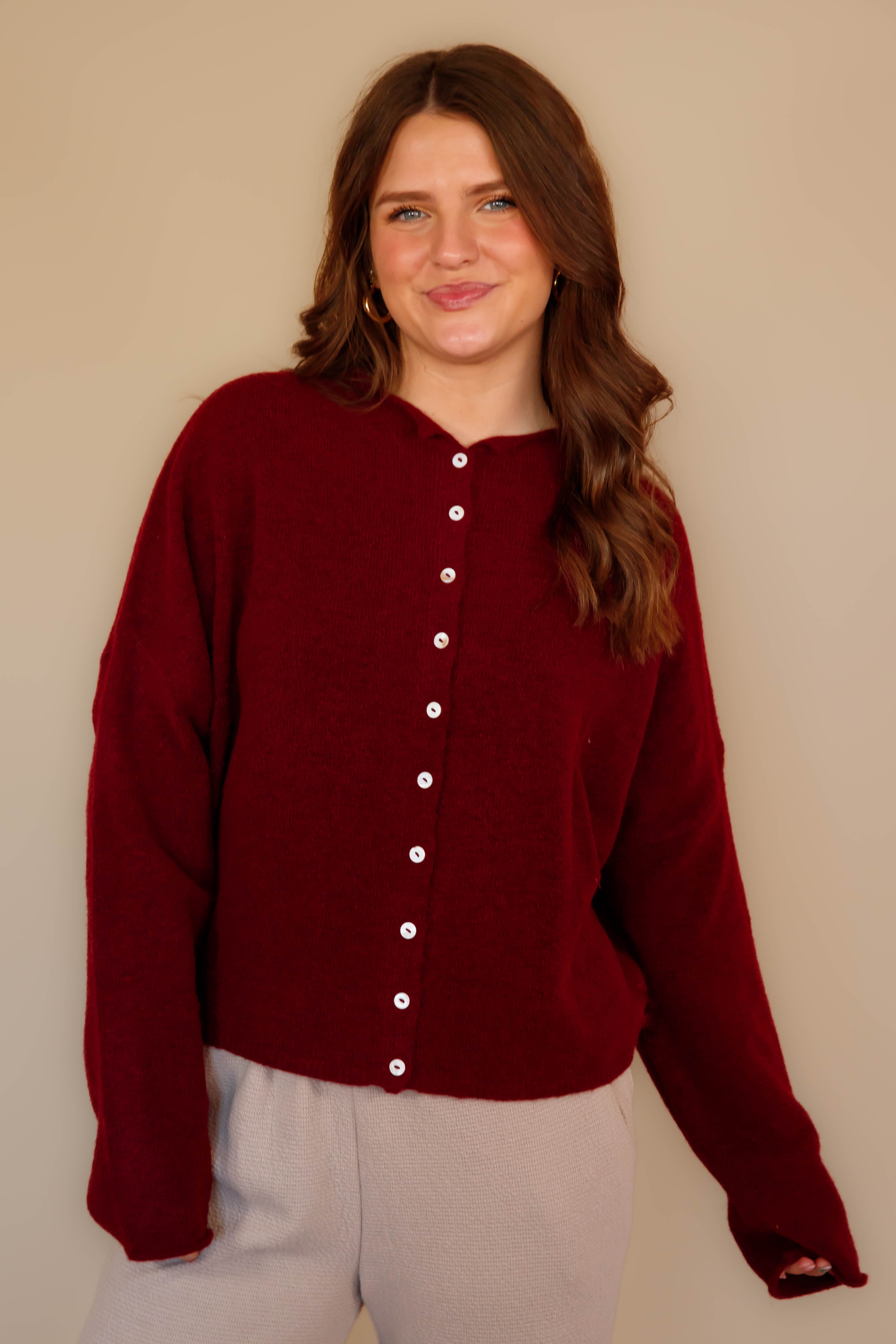 Back To My Old Ways Cardigan-Wine