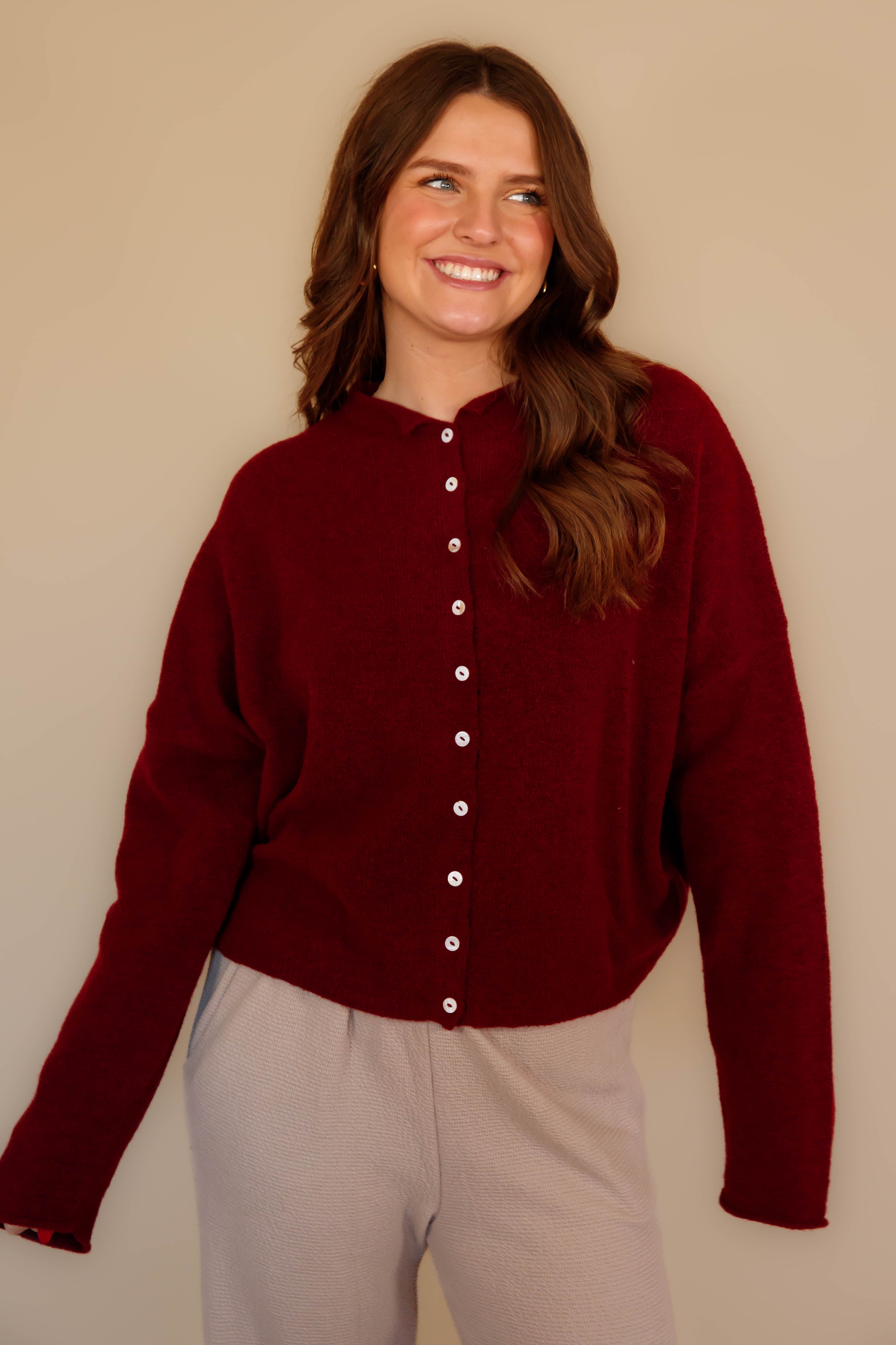 Back To My Old Ways Cardigan-Wine