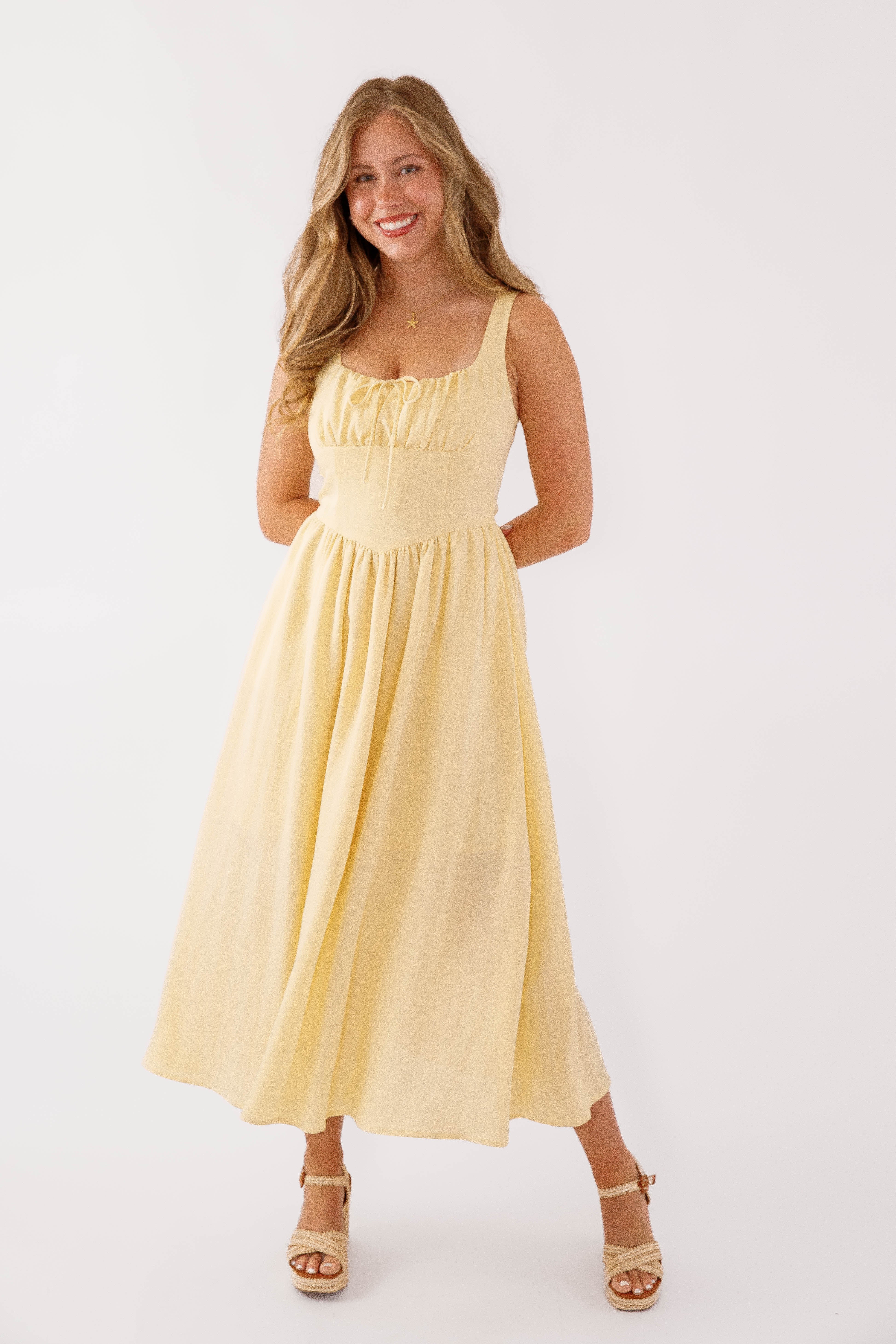 Noticing A Pattern Midi Dress-Yellow