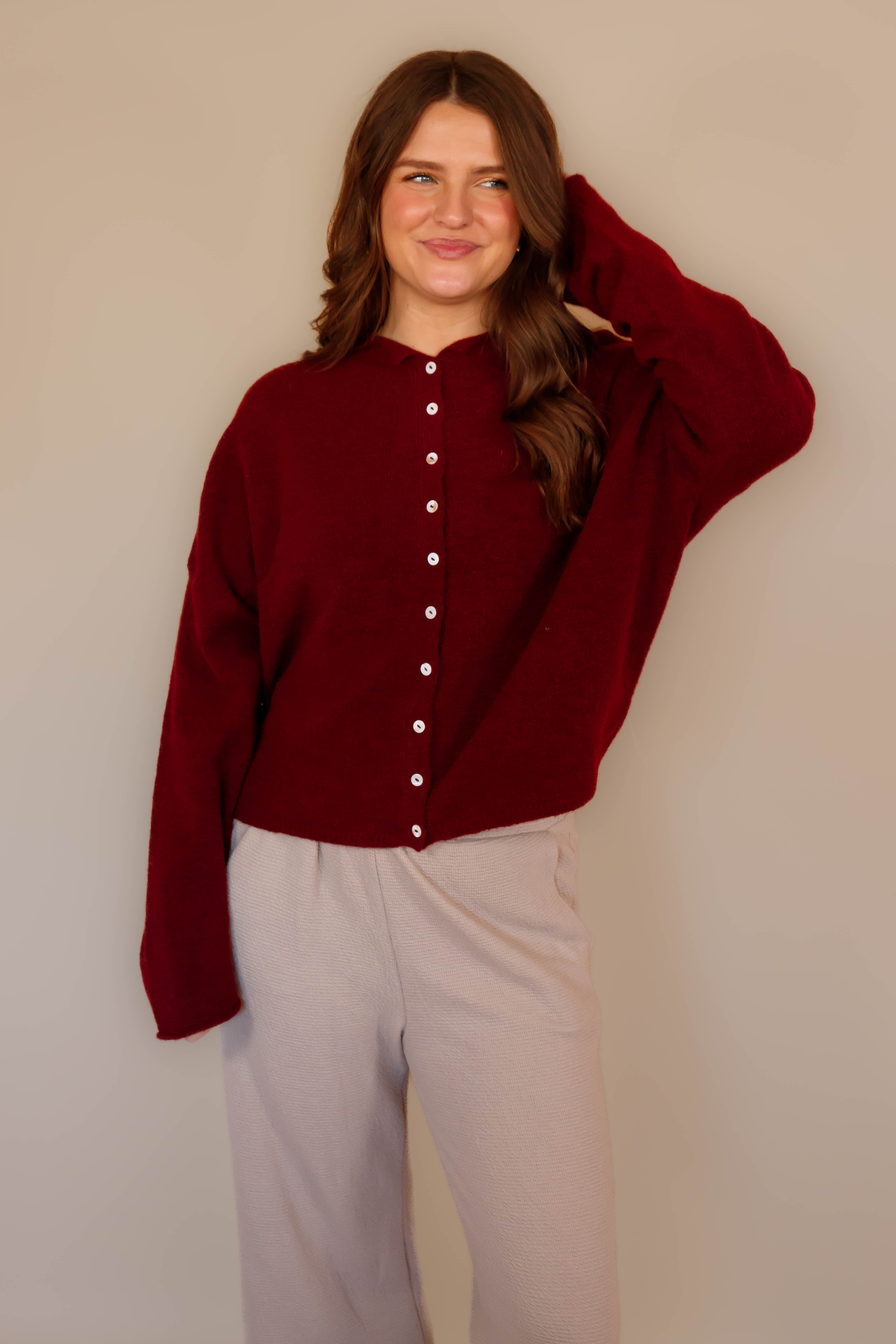 Back To My Old Ways Cardigan-Wine