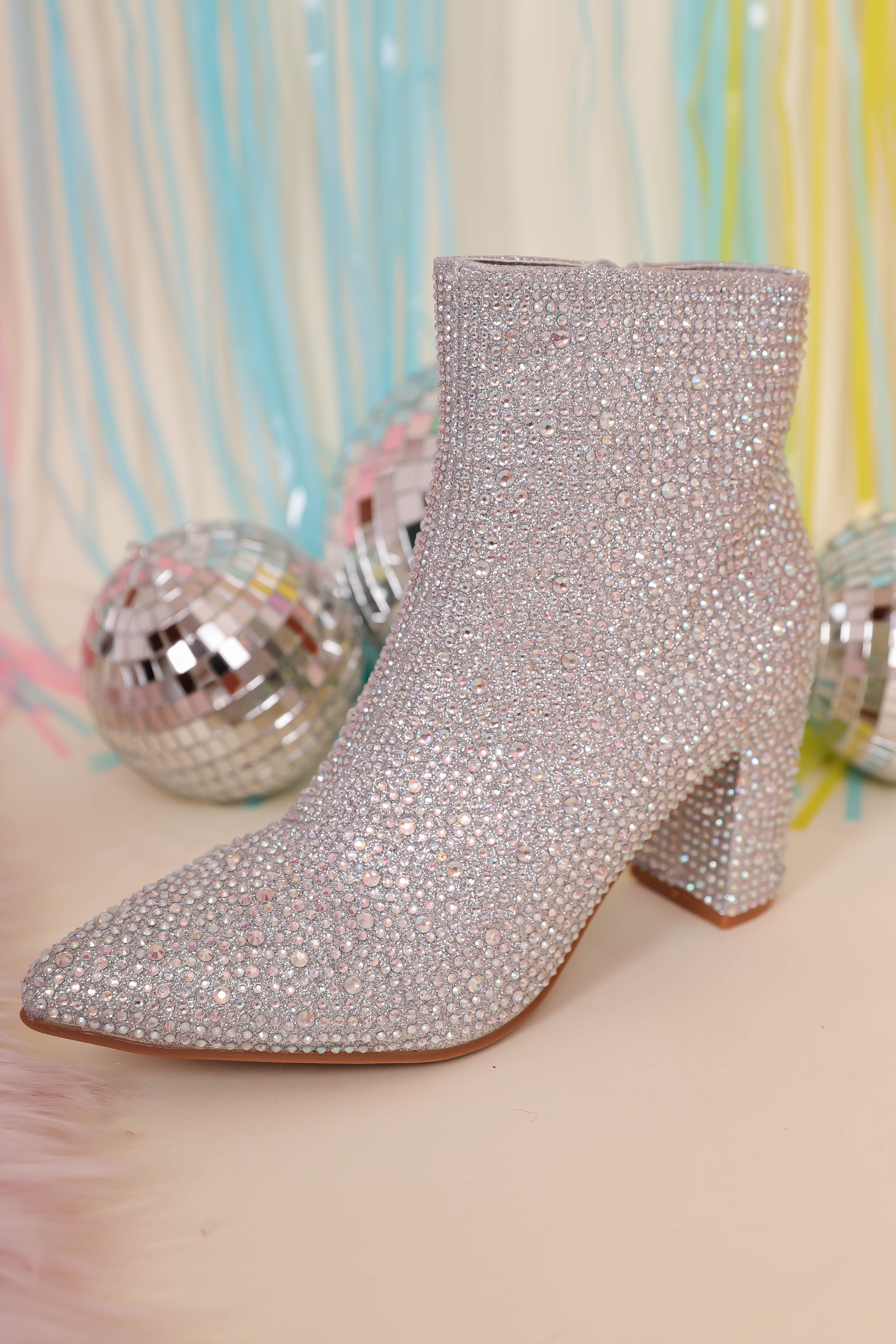 RESTOCK: Garcelle Rhinestone Booties-Silver